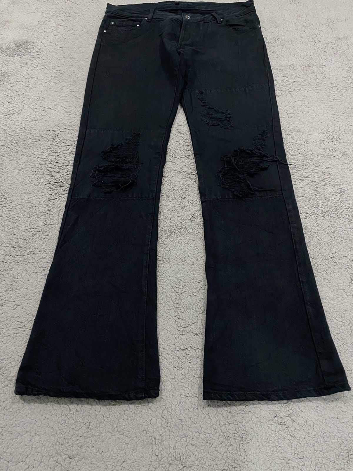 If Six Was Nine NEED GONE ‼️ No ID Black Flared Distressed like Tornado Mart Size US 33 - 4 Thumbnail