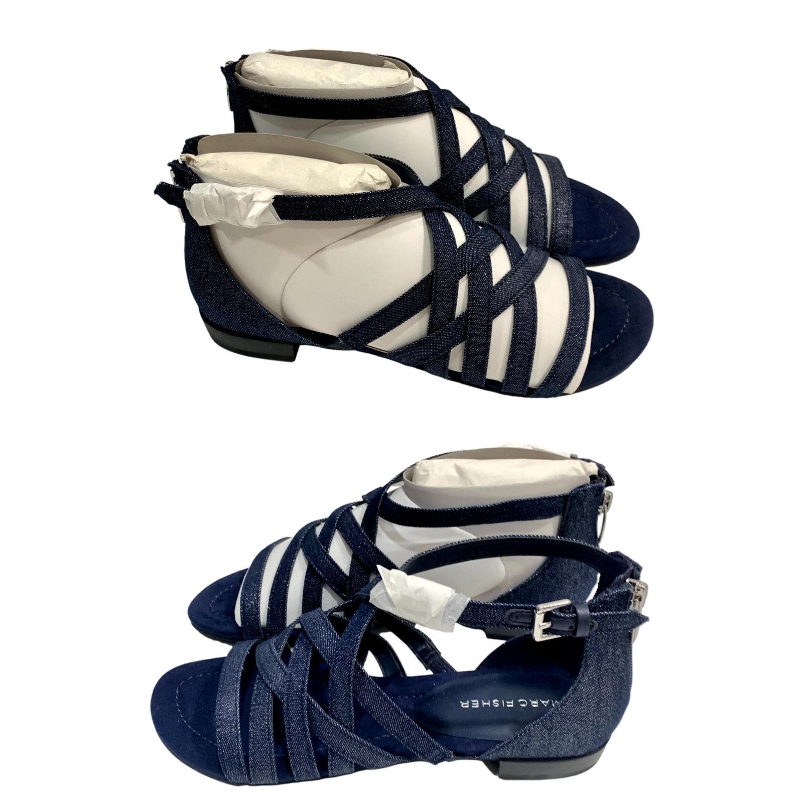 Marc Fisher NEW Marc Fisher Cross Weave Blue Glitter Flat Sandals | 7M Size US 7 / IT 37 - 10 Thumbnail