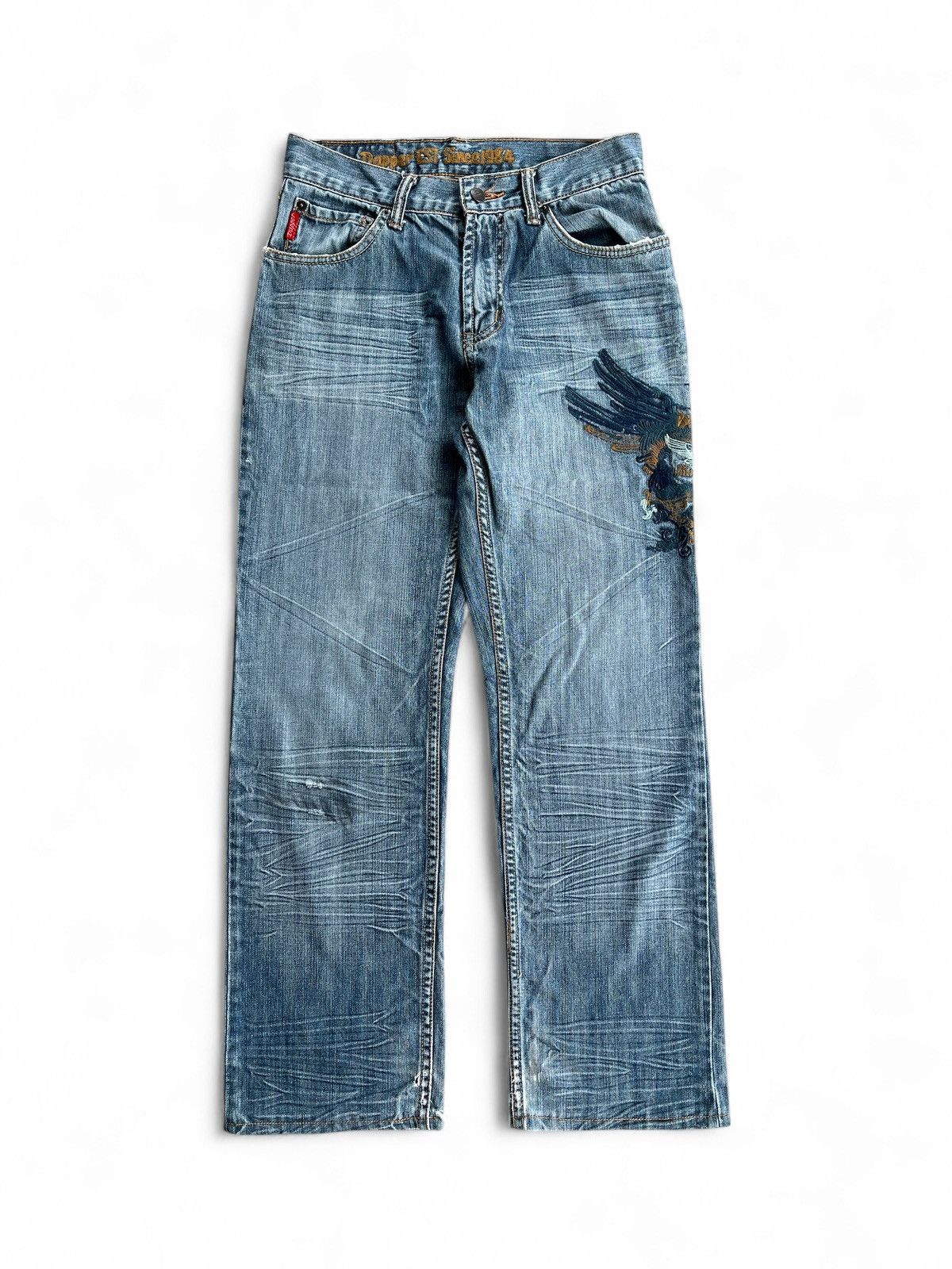 Japanese Brand DAPPER Light Blue STRAIGHT Jeans w/ Unique Embroidery Size US 30 / EU 46 - 1 Thumbnail