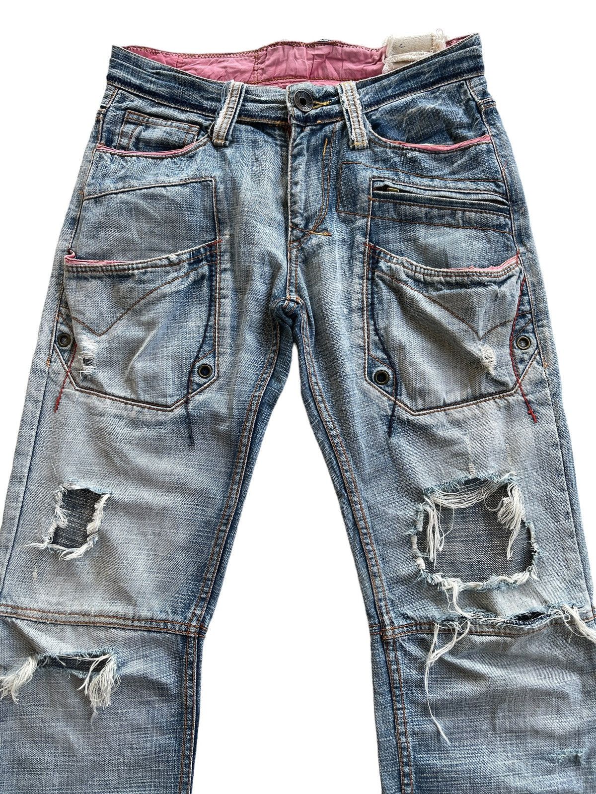 Japanese Brand Tough Jeansmith Curve Crazy Distressed Denim Size US 30 / EU 46 - 6 Thumbnail