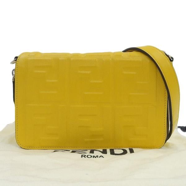 image of Fendi Nappa 1974 Embossed Mini Expandable Flap Bag in Yellow, Women's