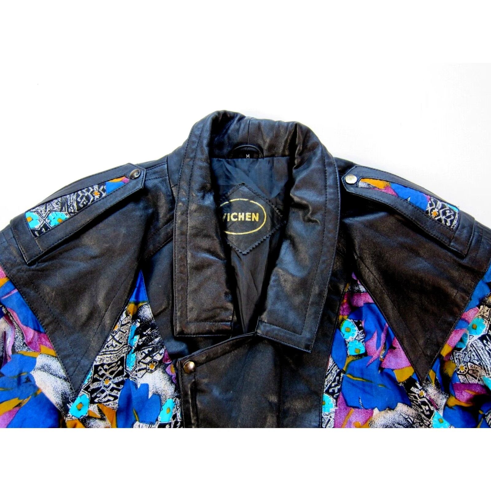 Vintage VINTAGE Vichen Black 100% Lambskin Leather Cloth Retro Moto Jacket Woman M-L Jacket Womens Leather Size M / US 6-8 / IT 42-44 - 3 Thumbnail