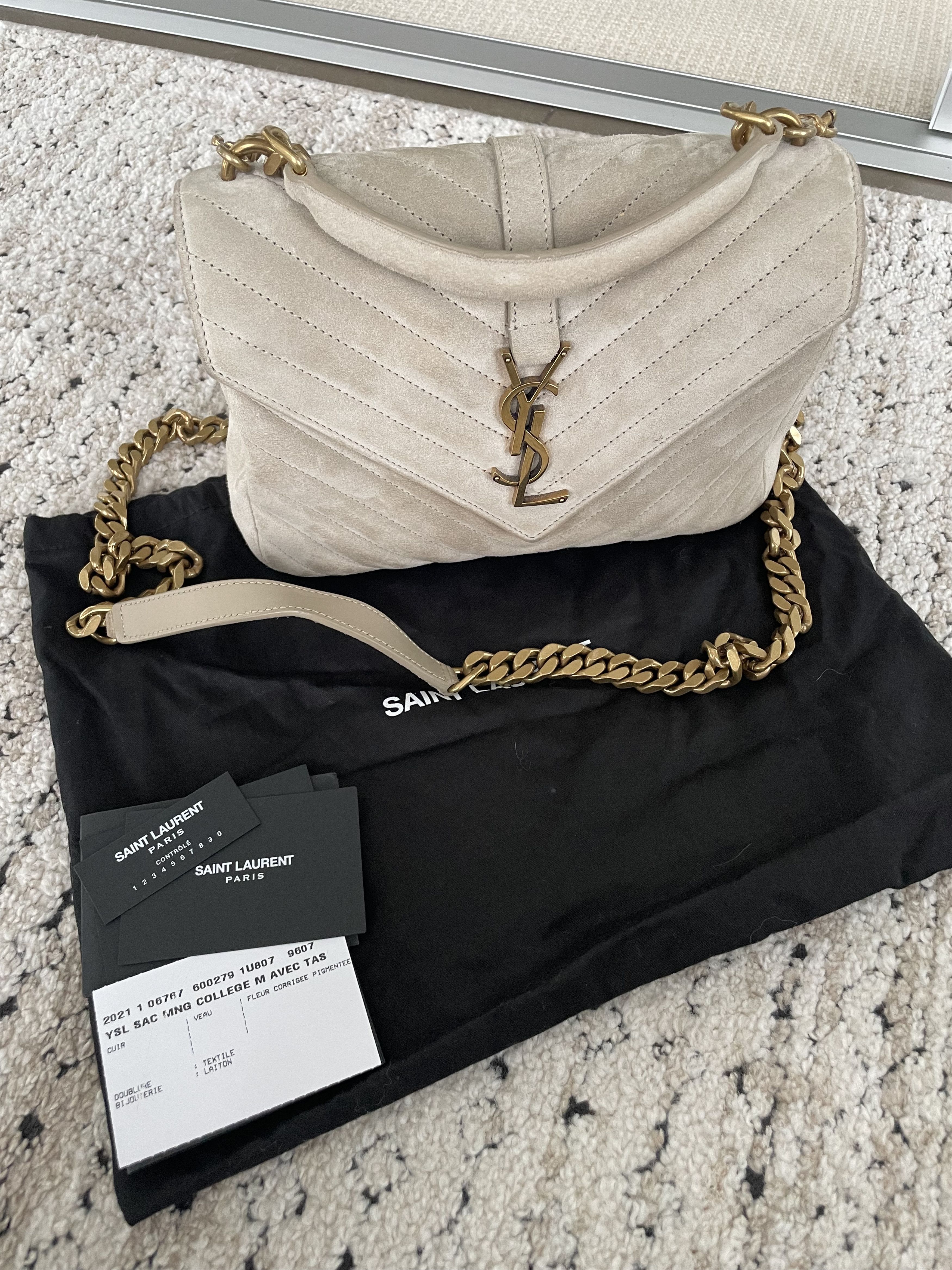 Yves Saint Laurent YSL COLLEGE MEDIUM IN QUILTED SUEDE Size ONE SIZE - 1 Thumbnail
