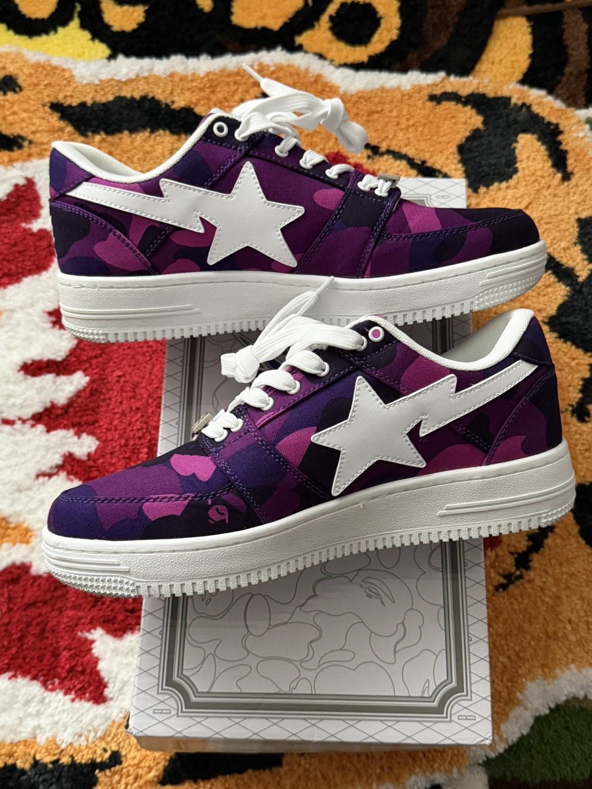 Bape Bape Sta Purple Camo Canvas Size 9.5 worn once. Size US 9.5 / EU 42-43 - 2 Thumbnail