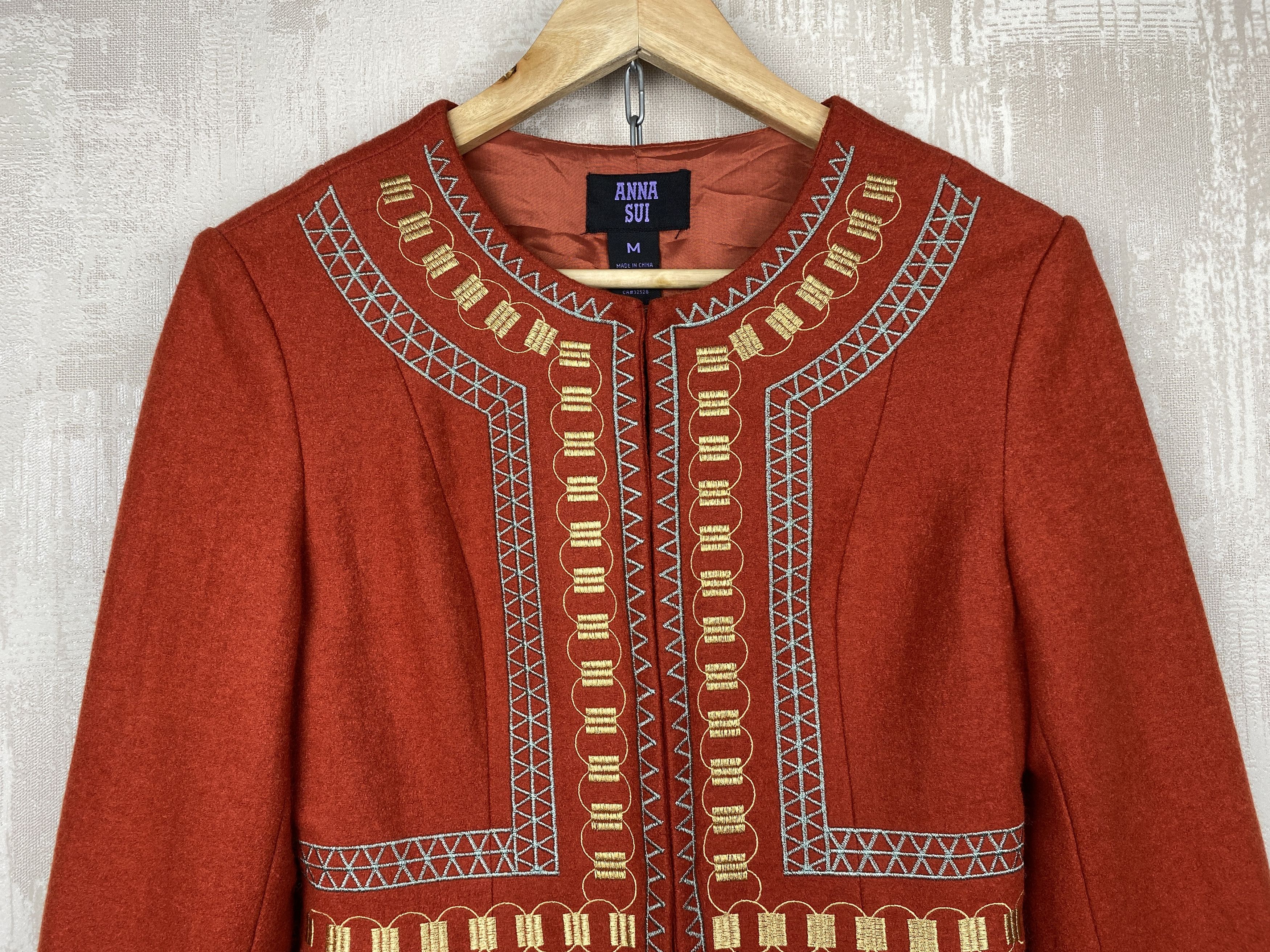 Anna Sui Anna Sui Wool Orange Bohemian Embroidered Details Coat Size M / US 6-8 / IT 42-44 - 6 Thumbnail