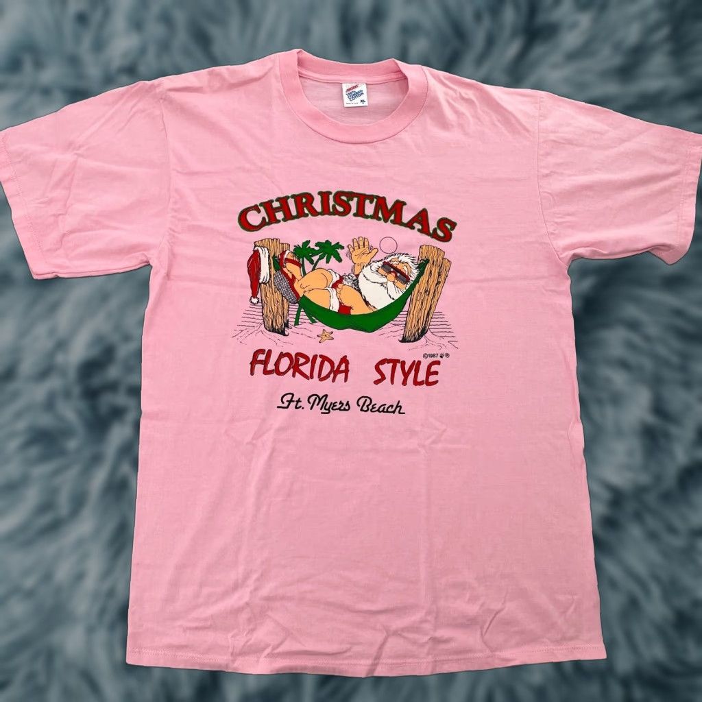Jerzees VINTAGE Jerzees Christmas Shirt Adult XL Pink Santa Claus 80s Holiday Men Size US XL / EU 56 / 4 - 1 Thumbnail
