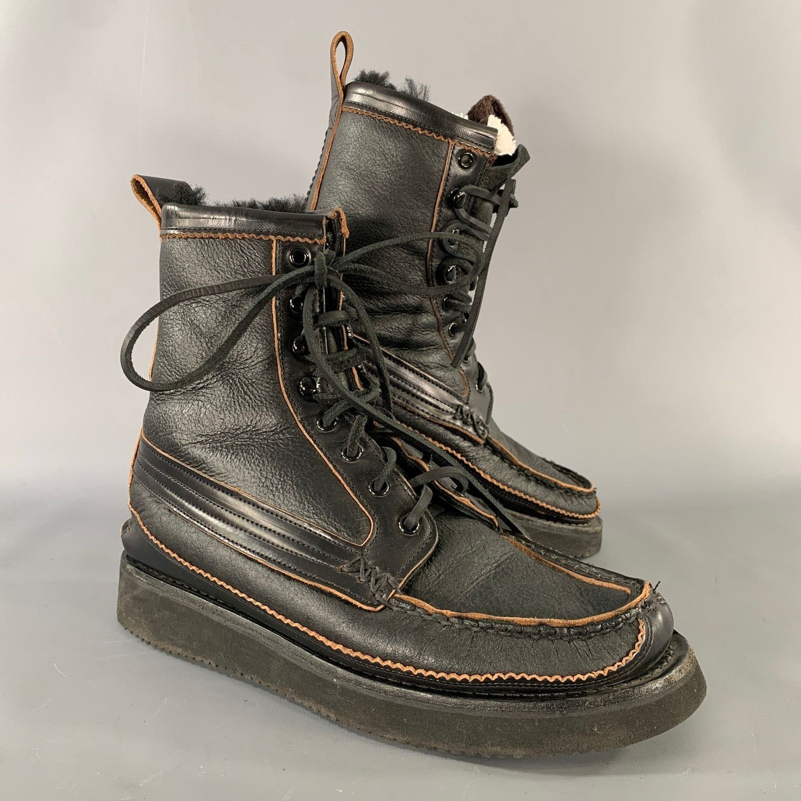 Yuketen YUKETEN Size 9 Black Brown Leather Lace Up Boots Size US 9 / EU 42 - 1 Thumbnail