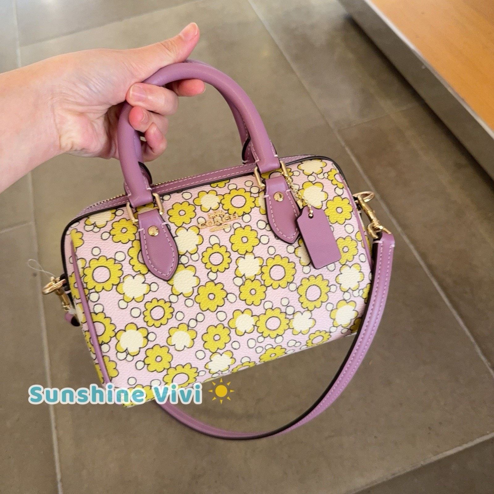 Coach NWT COACH CBM69 Mini Rowan Crossbody Bag Floral Print Lilac Size ONE SIZE - 6 Thumbnail