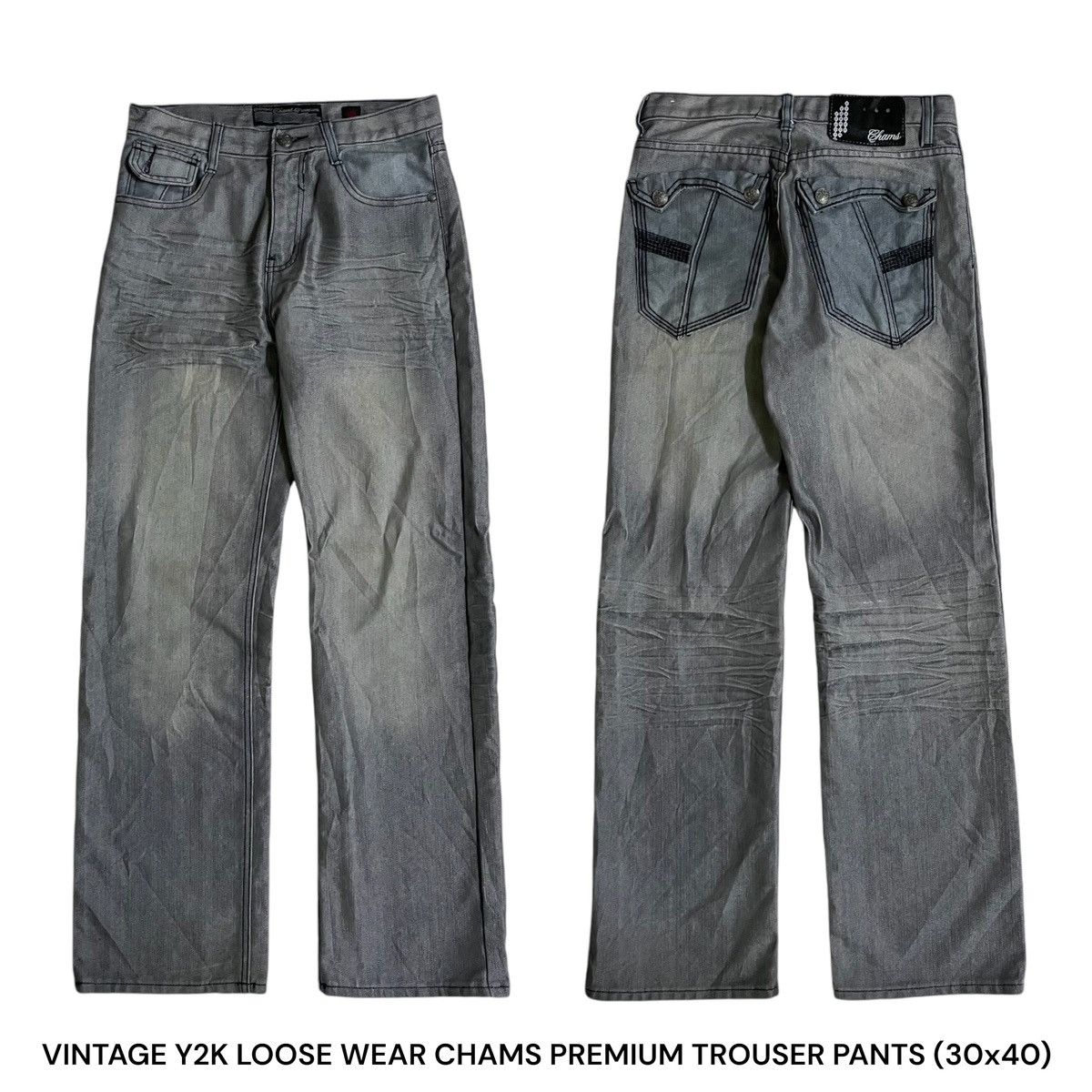 Japanese Brand ORIGINAL VINTAGE oo's BAGGY CHAMPS PREMIUM 18 (30×40) Size US 30 / EU 46 - 2 Thumbnail