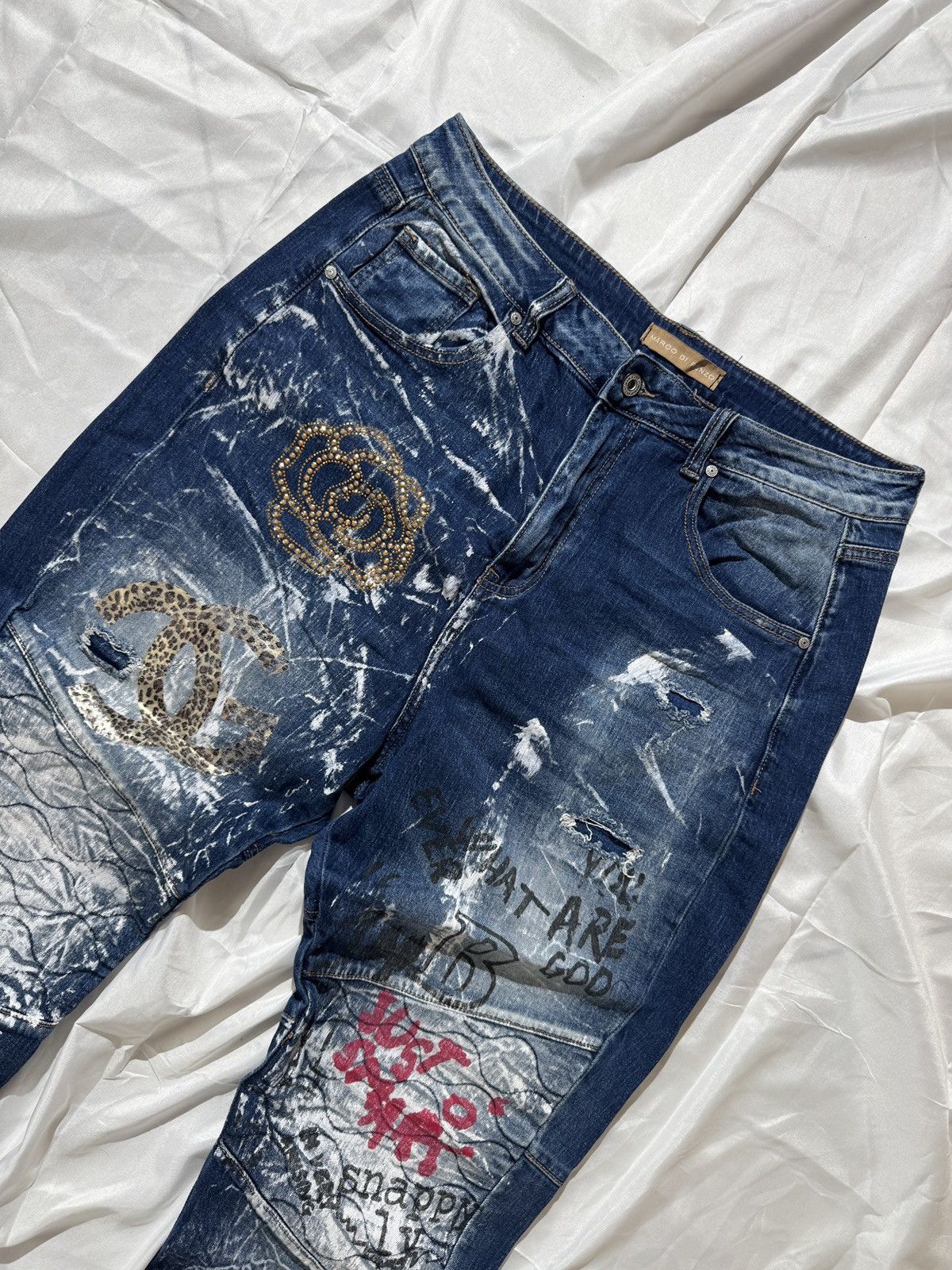 Hysteric Glamour Graffiti Printed Vintage Washed Distressed Y2K Jeans Size 32" / US 10 / IT 46 - 3 Thumbnail
