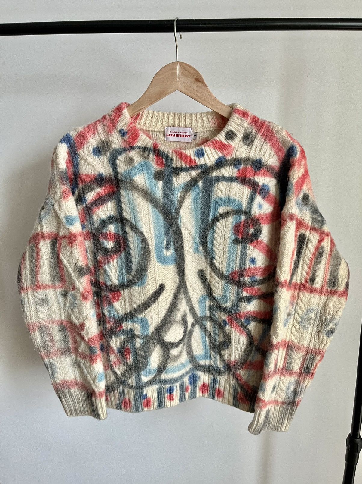 Charles Jeffrey LOVERBOY Charles Jeffrey Loverboy AW18 sprayed cable knit sweater Size US S / EU 44-46 / 1 - 1 Thumbnail