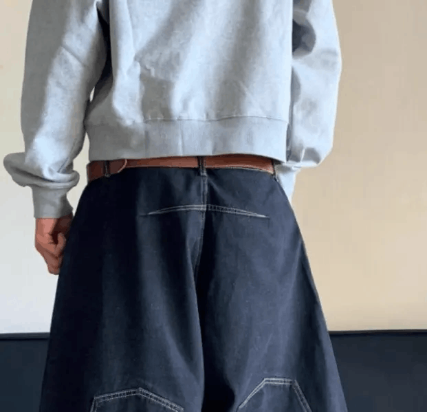 Designer Inverted Denim Jorts Vintage Style Baggy Hip Hop Party Size US 34 / EU 50 - 3 Thumbnail