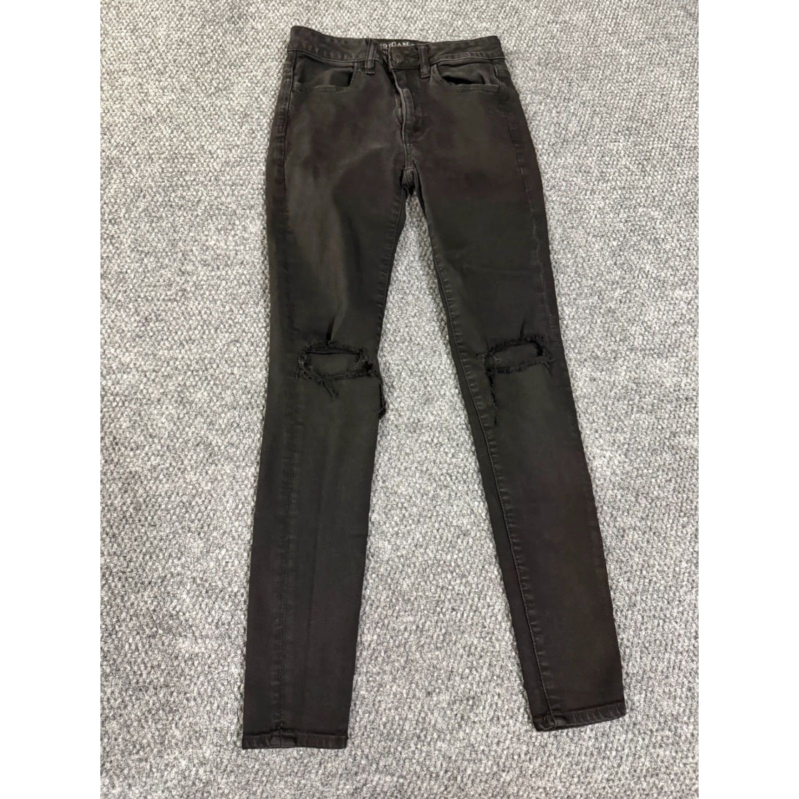 American Eagle Outfitters American Eagle Outfitters Jeans Womens 2 Black High Rise Jegging Distressed Stretch Skinny Size 26" / US 2 / IT 38 - 2 Thumbnail