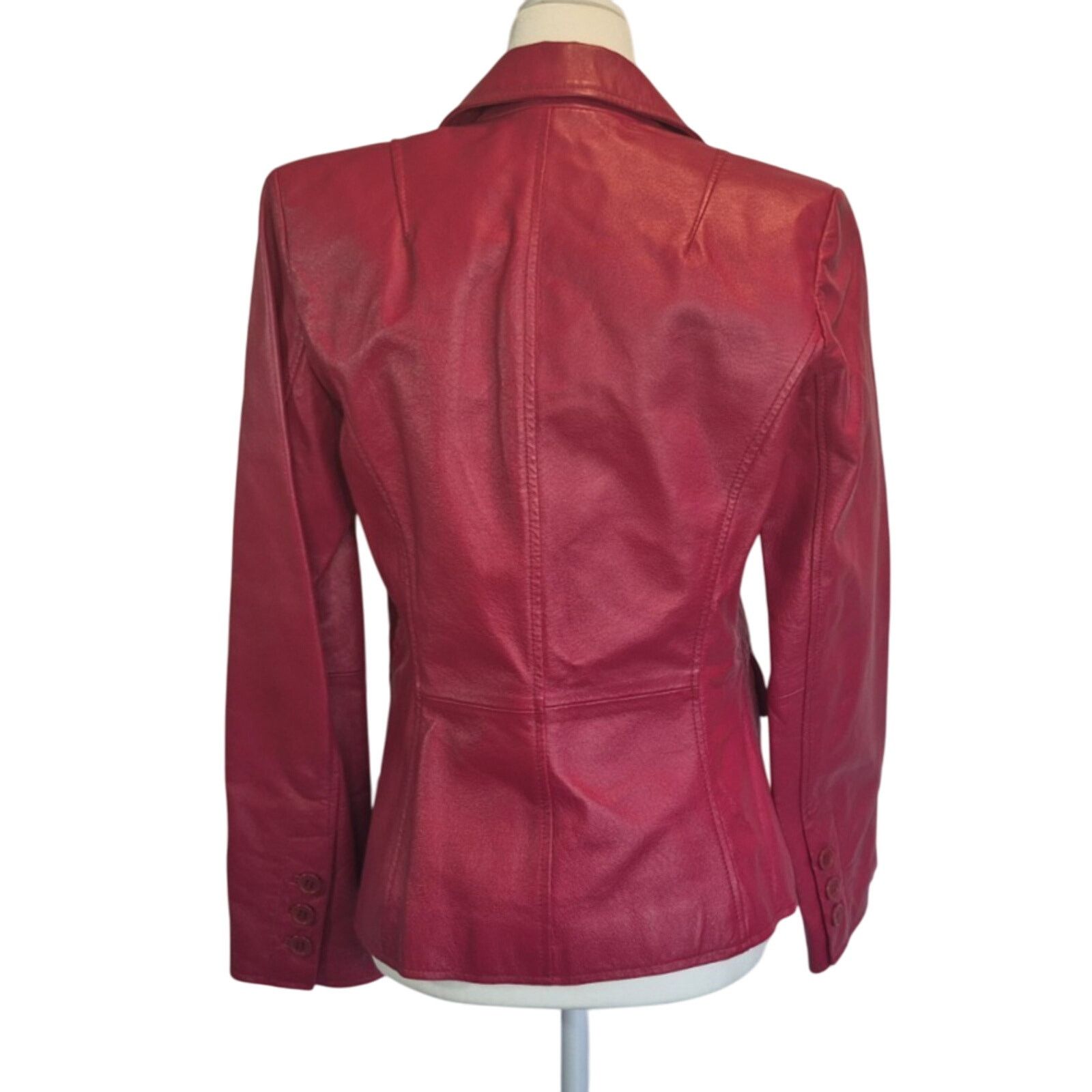 Worthington Worthington Red Leather Two Button L Fitted Jacket XS Size XS / US 0-2 / IT 36-38 - 5 Thumbnail