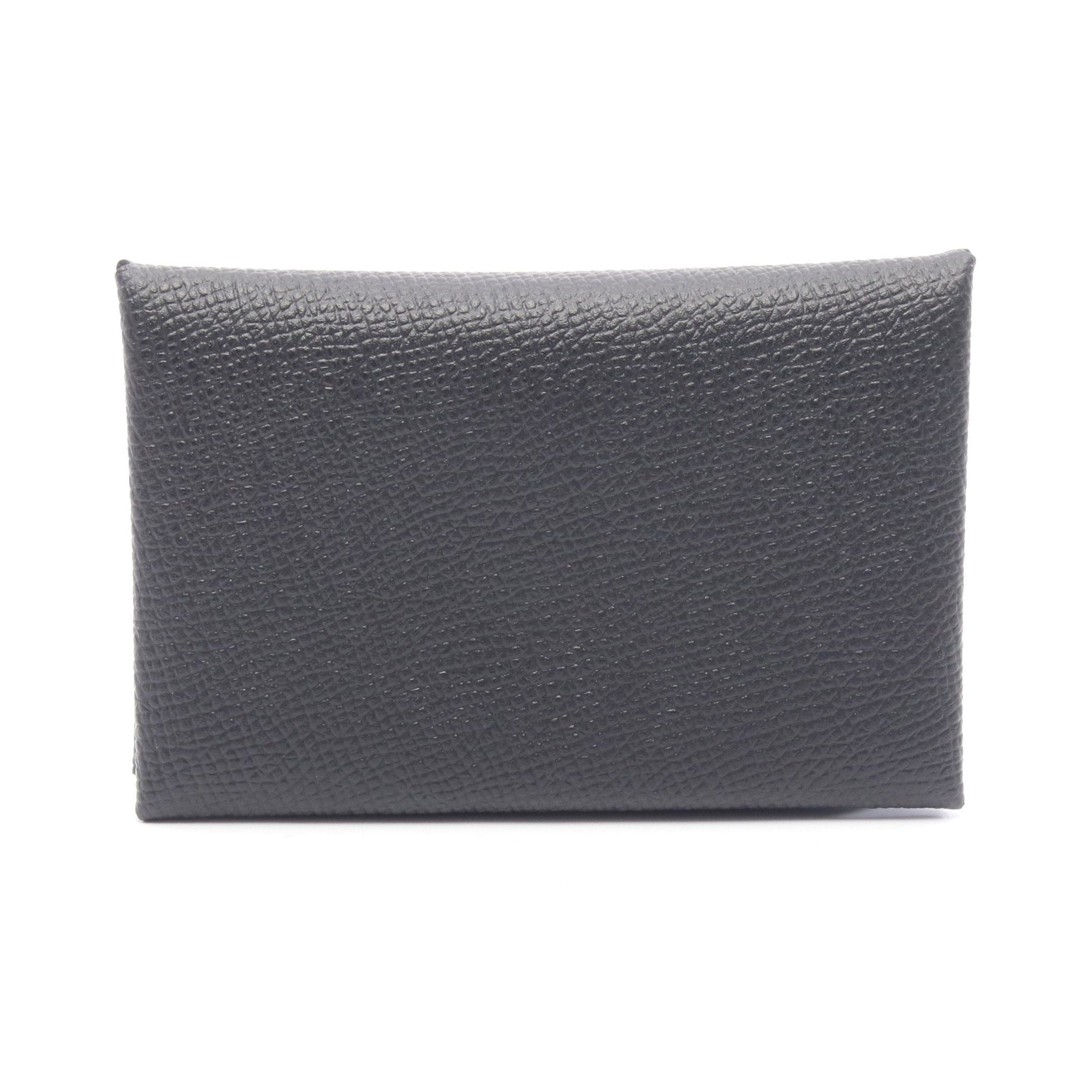 Hermes Hermes Calvi Coin Purse Veau Epsom Black Silver Hardware Double Engraved Size ONE SIZE - 1 Thumbnail