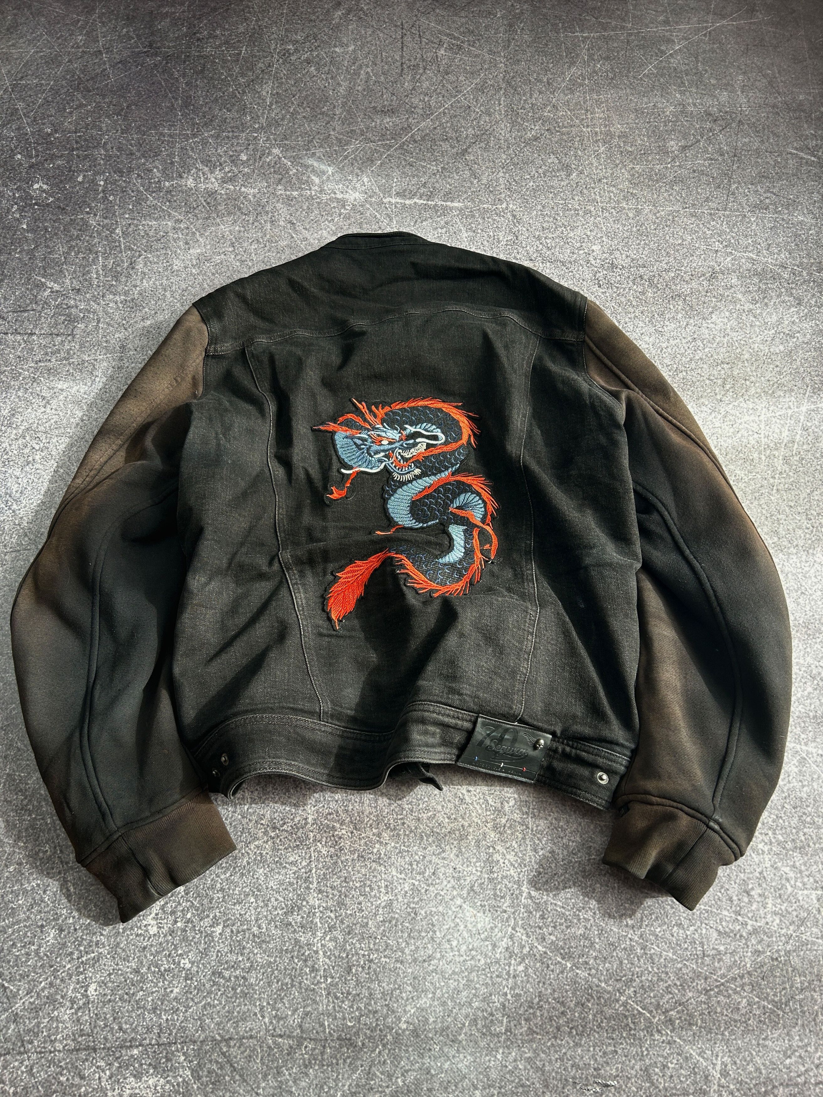 Vintage Dragon Embroidered Denim Jacket Japanese Style Black Size US XL / EU 56 / 4 - 8 Thumbnail