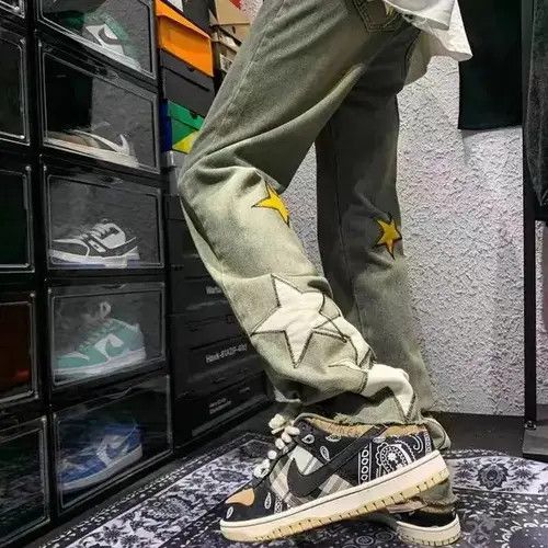Japanese Brand × Jean Retro yellow mud color design star embroidered jeans Size US 32 / EU 48 - 3 Thumbnail