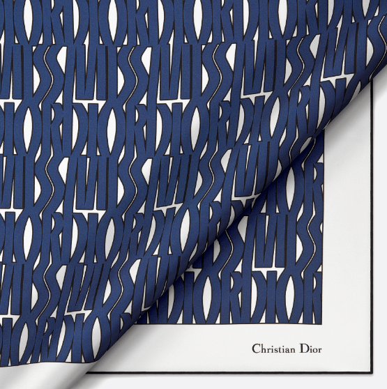 Dior o1w1db10625 Size : OS / Square Scarf in White/Navy Blue Size ONE SIZE - 4 Thumbnail