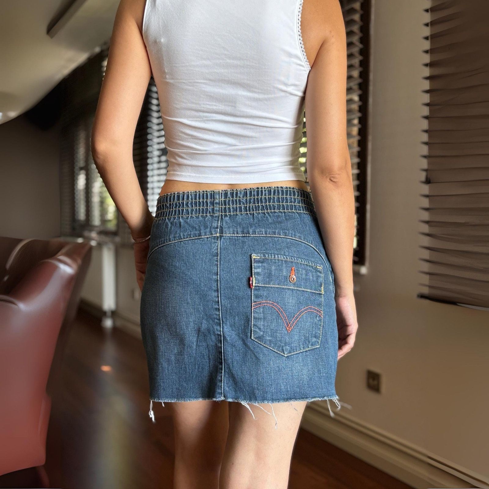 Levi's Levi's Red Skirt Y2K High Waist Orange Stitch Size S/M Size 27" / US 4 / IT 40 - 1 Thumbnail
