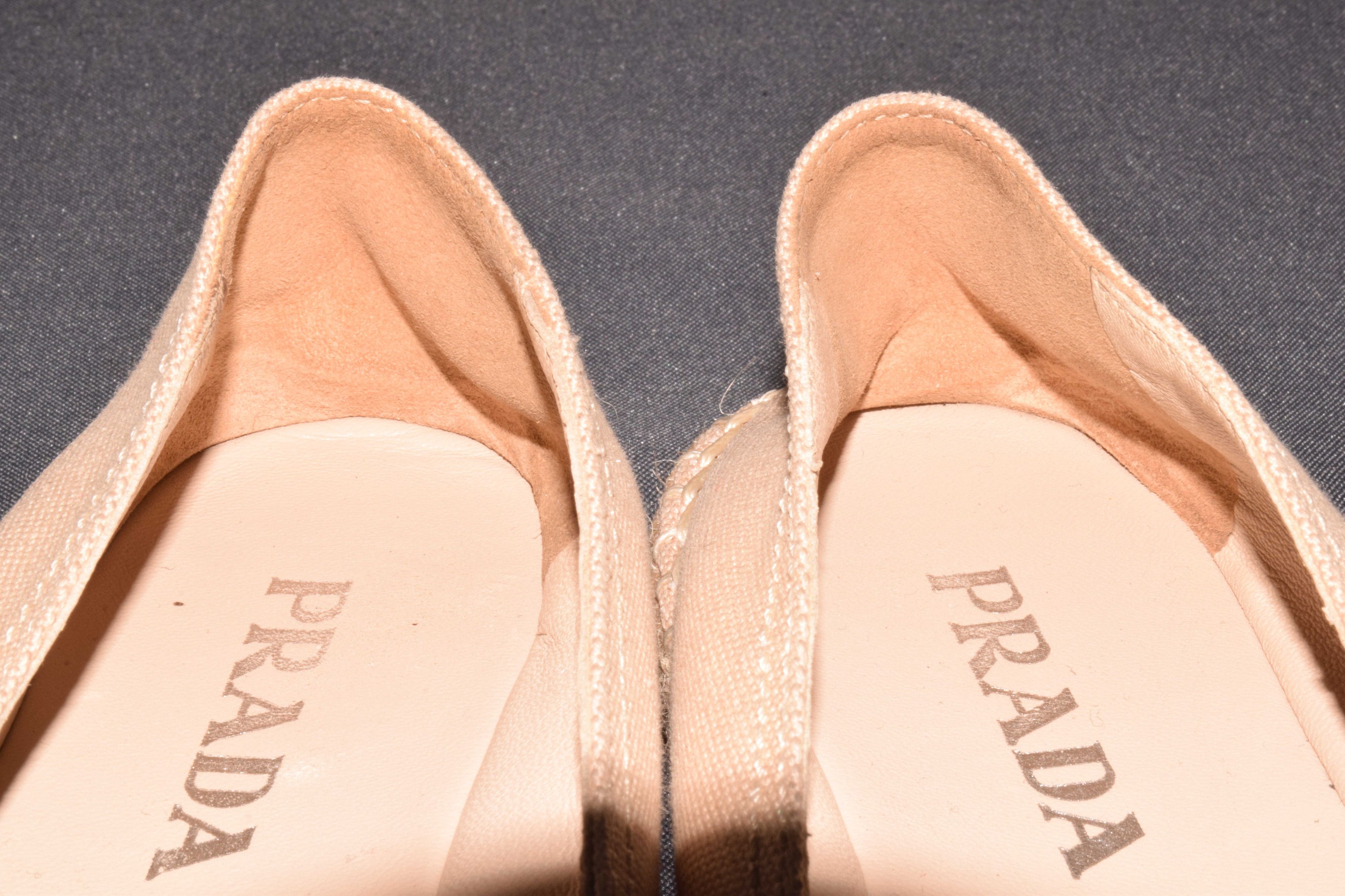 Prada PRADA Beige Espadrille Canvas Flats US 6.5 UK 4.5 EU 37.5 Size US 6.5 / IT 36.5 - 9 Thumbnail
