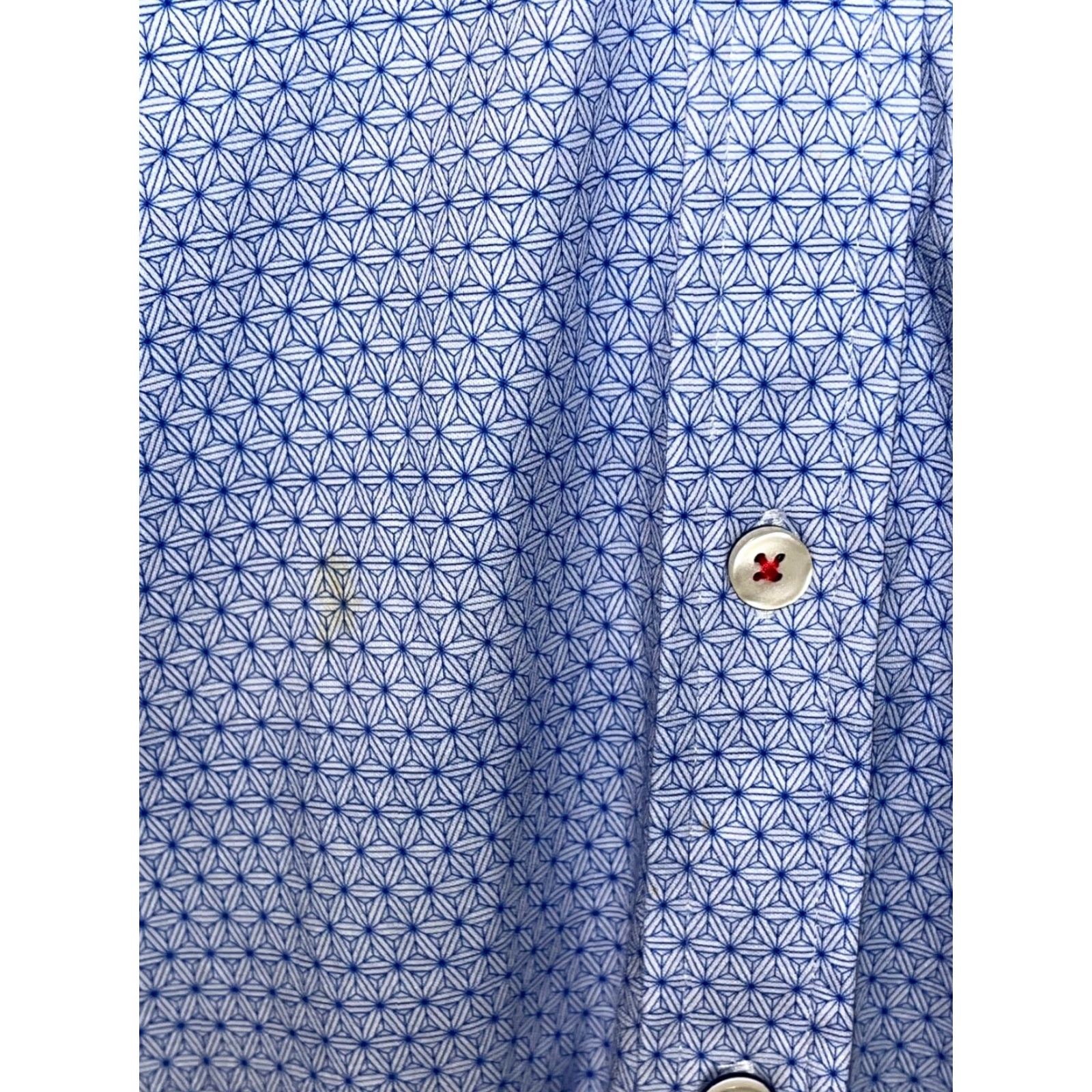 Buttero Butter Cloth Shirt Mens L Blue Button Up Icy Cotton Stretch Performance Geometric 90s Designer Classic Mens Size US L / EU 52-54 / 3 - 7 Thumbnail