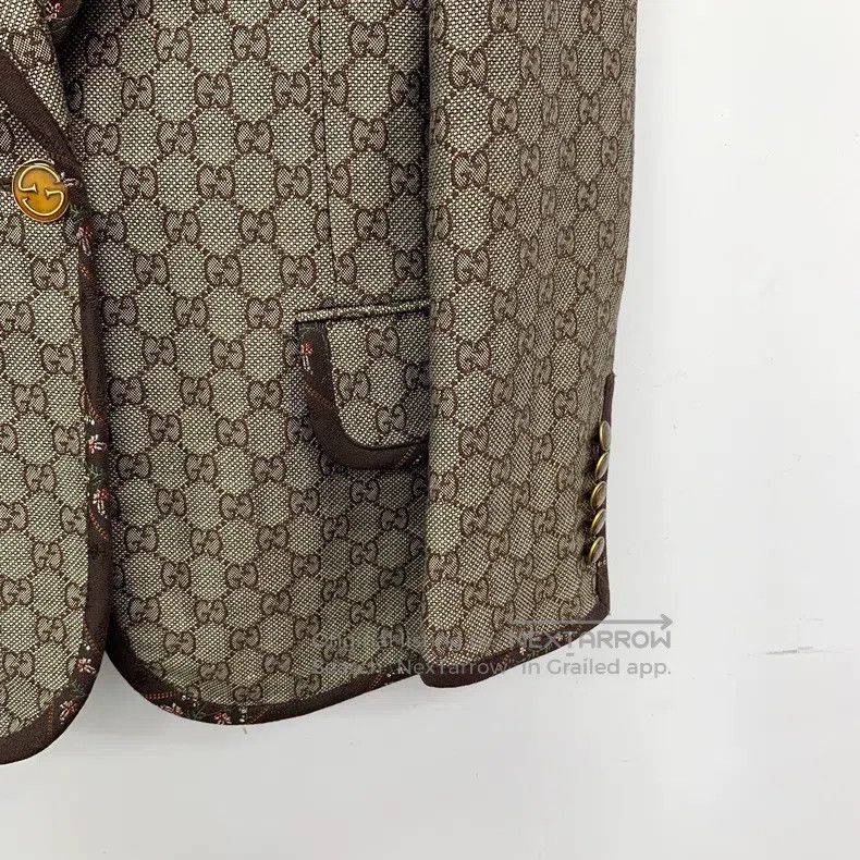 Gucci Gucci Dark brown logo jacquard full-print cotton lapel sin Size XS / US 0-2 / IT 36-38 - 4 Thumbnail