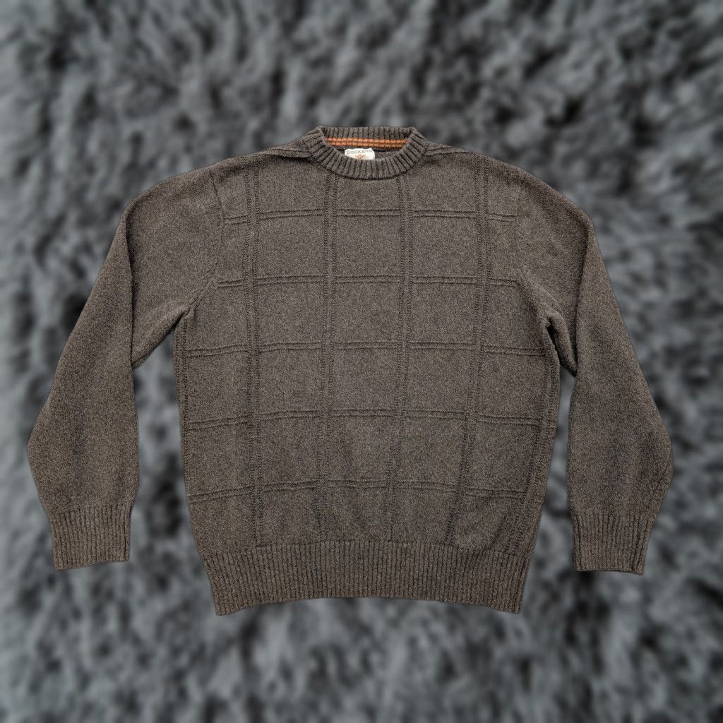 Dockers DOCKERS Sweater Mens Large Crewneck Pullover Cotton Grid Casual Knit Geometric All Seasons Brown Crew Neck Size US L / EU 52-54 / 3 - 1 Thumbnail