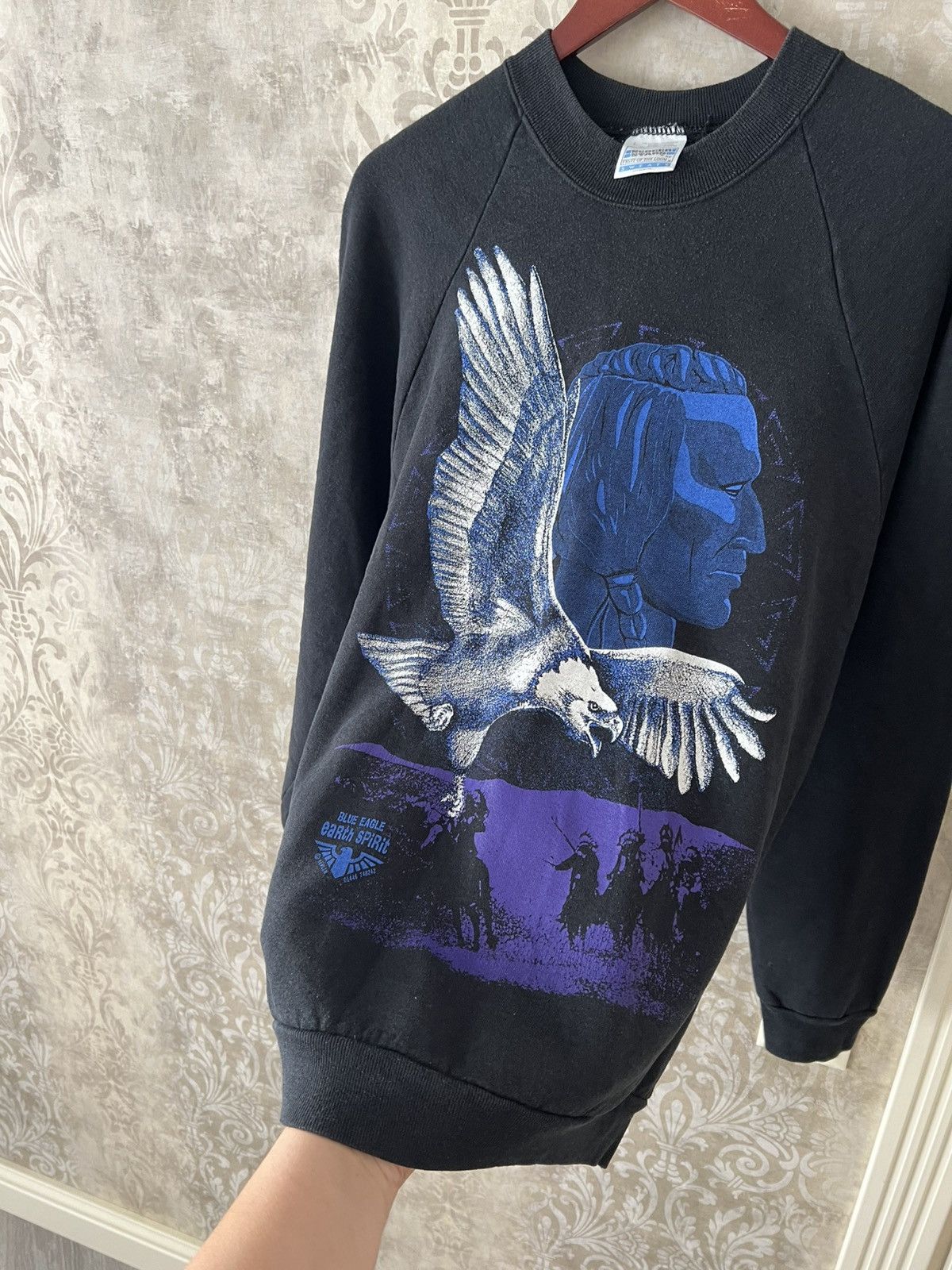 Vintage Vintage 90s Earth Spirit Sweatshirt Blue Eagle Bald Eagle Size US L / EU 52-54 / 3 - 8 Thumbnail