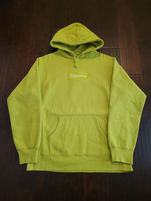 Acid green supreme box logo hoodie sale