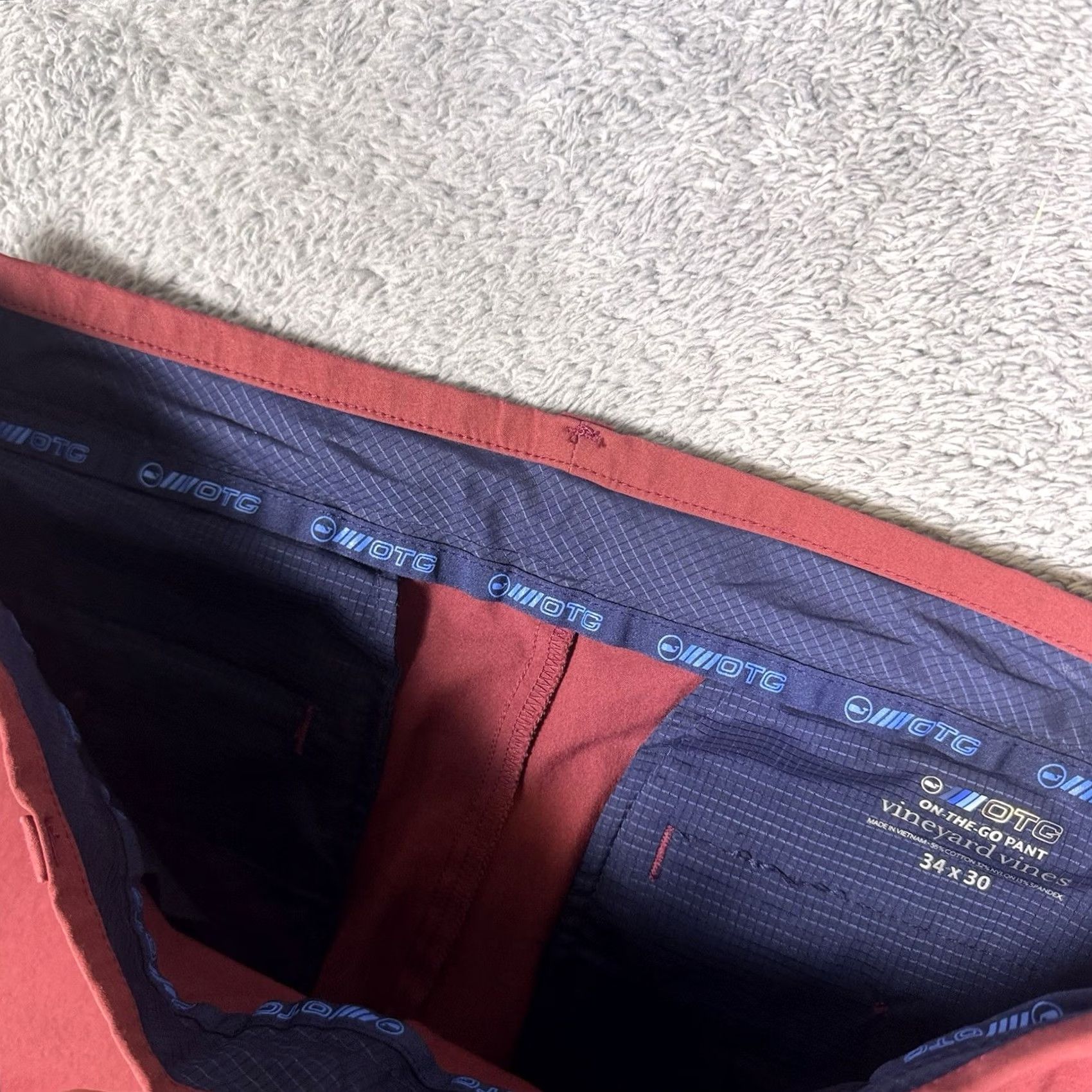 Vineyard Vines Vineyard Vines OTG Mens Pants Red On The Go Casual Golf Performance Size US 34 / EU 50 - 5 Thumbnail