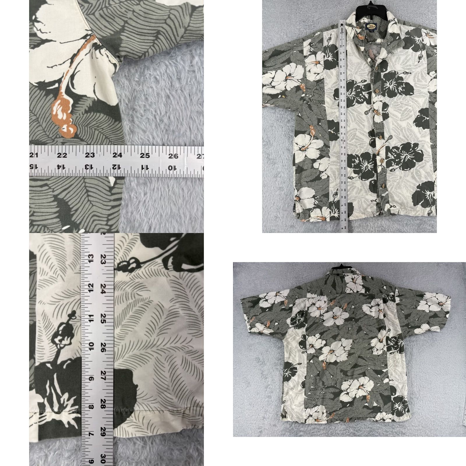 Tommy Bahama VINTAGE Tommy Bahama Shirt Men XL Gray Palm Hibiscus Rayon Hawaiian Button-Up Casual, Resort, Aloha Theme Mens Size US XL / EU 56 / 4 - 8 Thumbnail