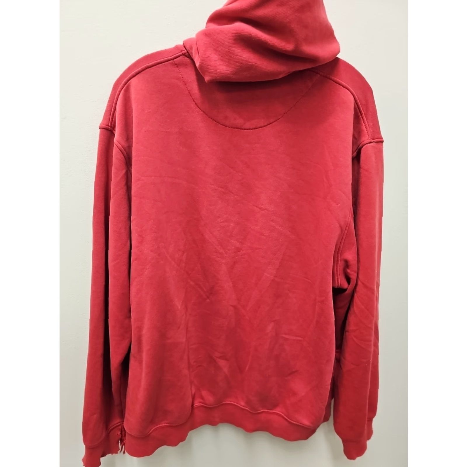 Nike VINTAGE Nike Hoodie Mens L Red 2000s Swoosh Distressed Embroidered Cotton Jersey Pullover 90s Hip Hop Fashion Streetwear Size US L / EU 52-54 / 3 - 7 Thumbnail