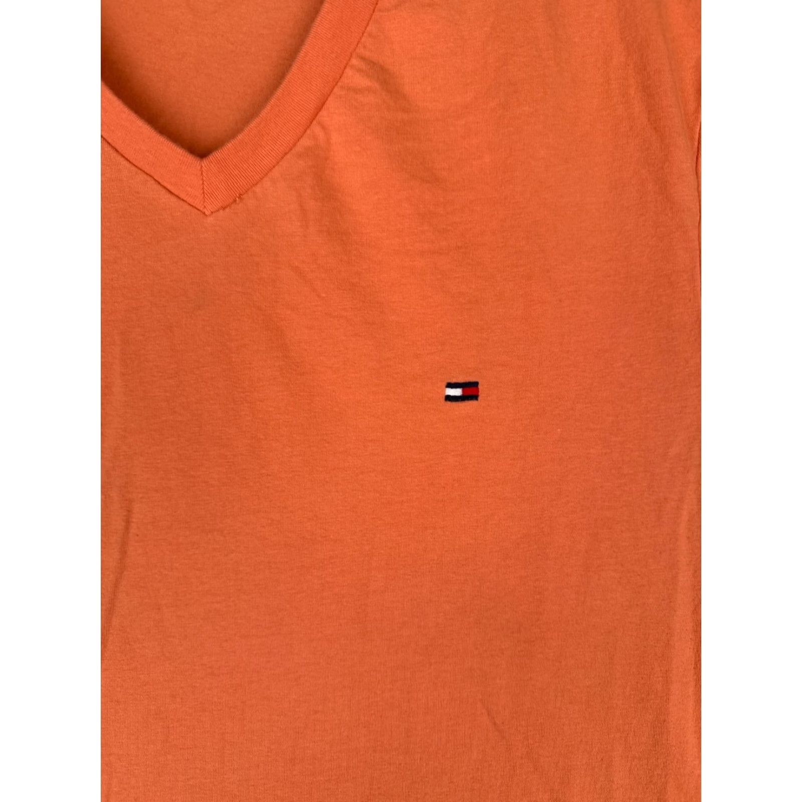 Tommy Hilfiger Tommy Hilfiger Shirt Adult Medium Orange V-Neck Cotton Blend Short Sleeve Size M / US 6-8 / IT 42-44 - 6 Thumbnail