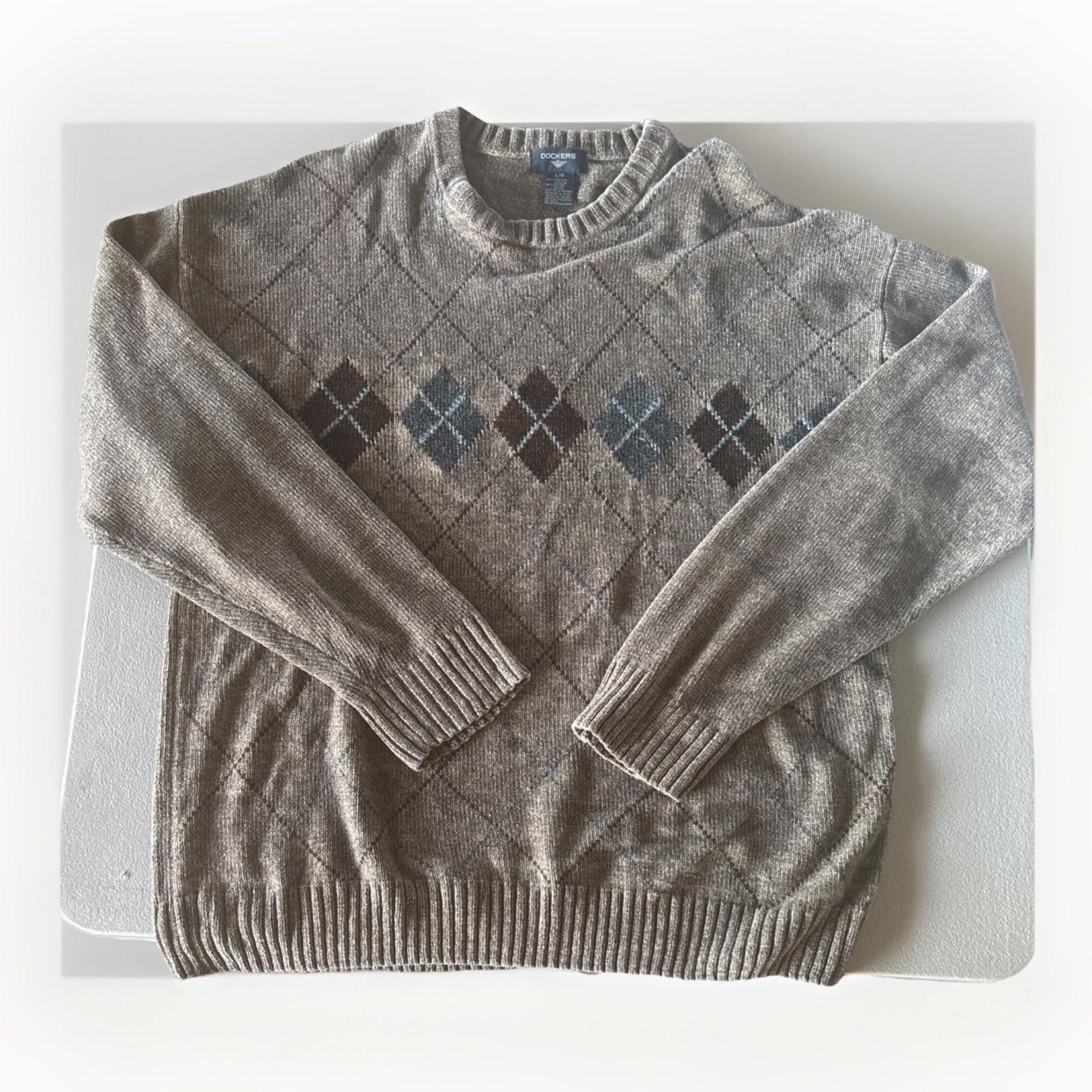 Dockers DOCKERS Crew Neck Sweater Mens Size Large Gray Black Argyle Size US L / EU 52-54 / 3 - 1 Thumbnail