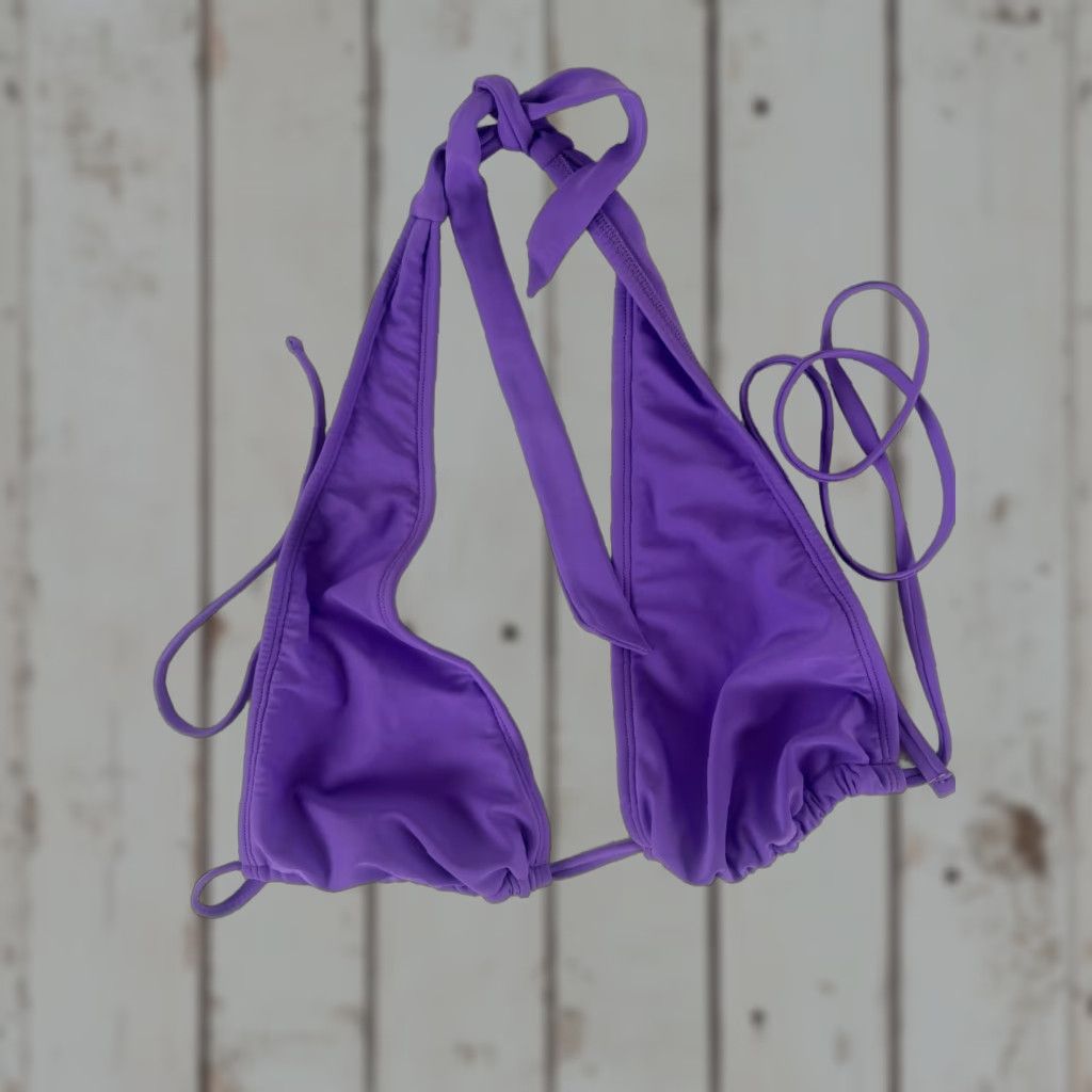 Vintage VINTAGE not applicable; just rearrange: Wild Fable Bikini Top Womens Size S Purple Halter Triangle String Solid Swim Top Size S / US 4 / IT 40 - 1 Thumbnail