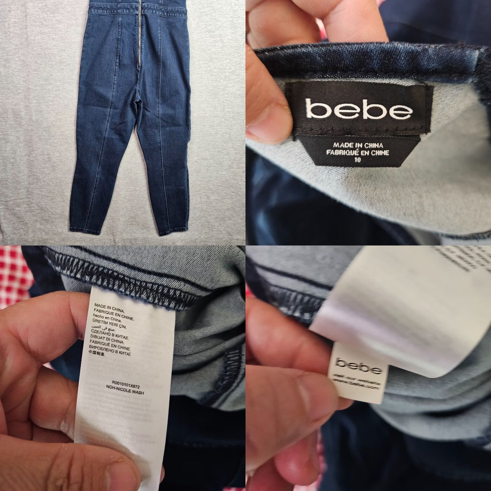 Bebe bebe Jumpsuit Denim V-Neck Half Zip Sleeveless Size 10 Blue Women's Vintage: No? Size L / US 10 / IT 46 - 8 Thumbnail