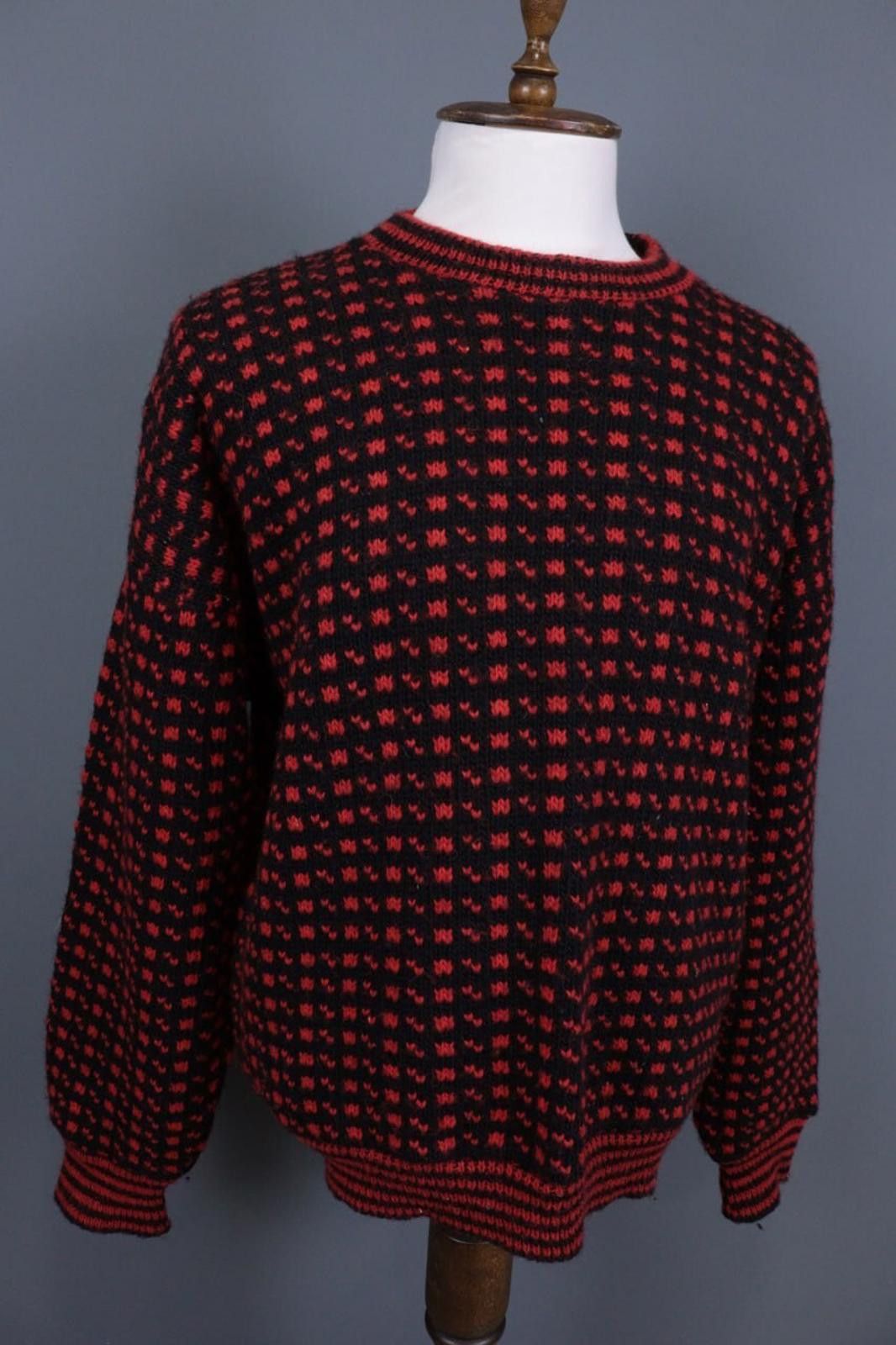 Designer Devold Norway Knit Black Pritned Wool Sweater Size XL / 54 Size US XL / EU 56 / 4 - 4 Thumbnail