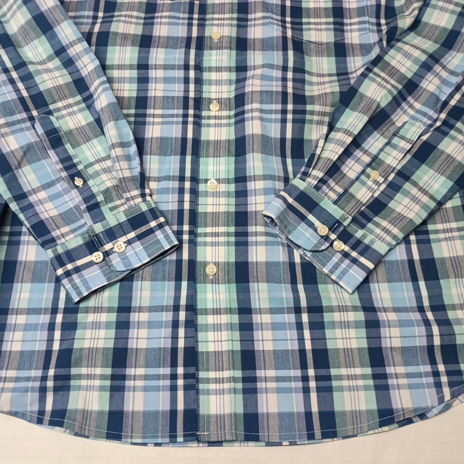 Chaps CHAPS Plaid Shirt Mens XL Lilac Blue Multi Easy Care Stretch Size US XL / EU 56 / 4 - 2 Thumbnail