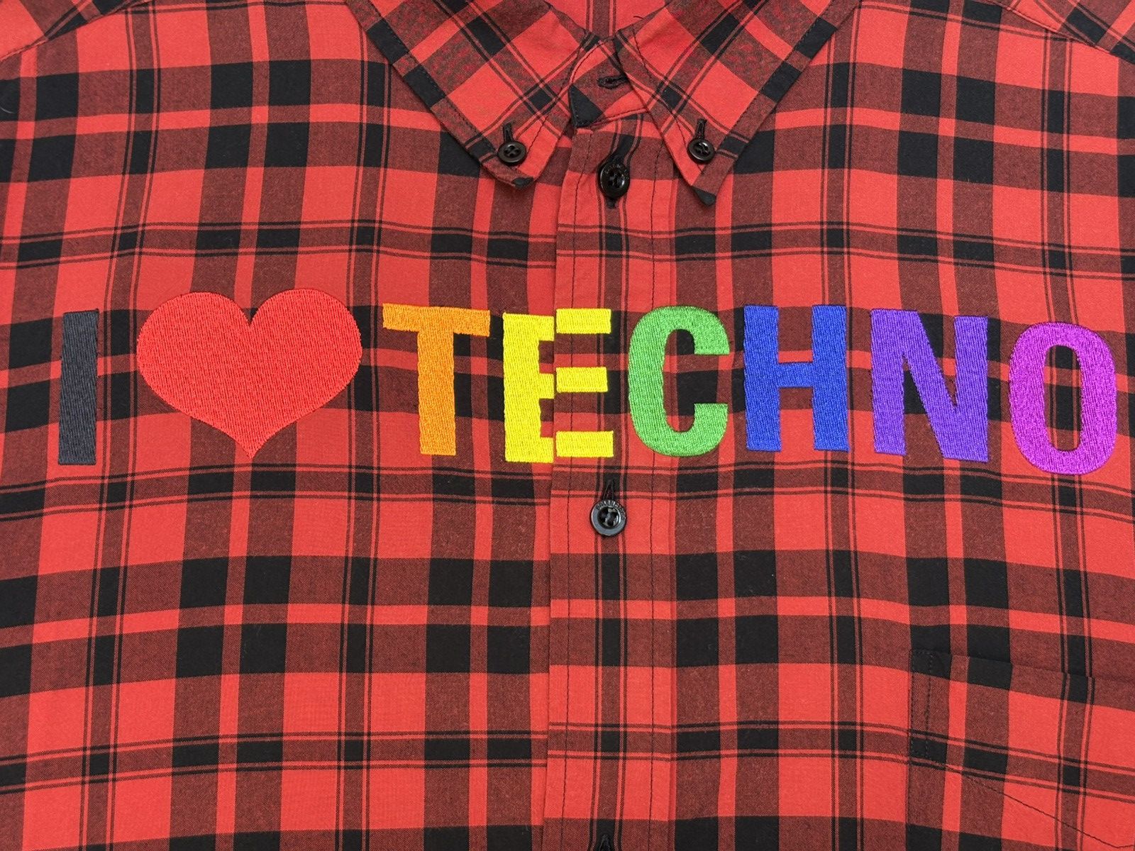 Balenciaga “I Love Techno” Checkered Shirt Size US M / EU 48-50 / 2 - 3 Thumbnail