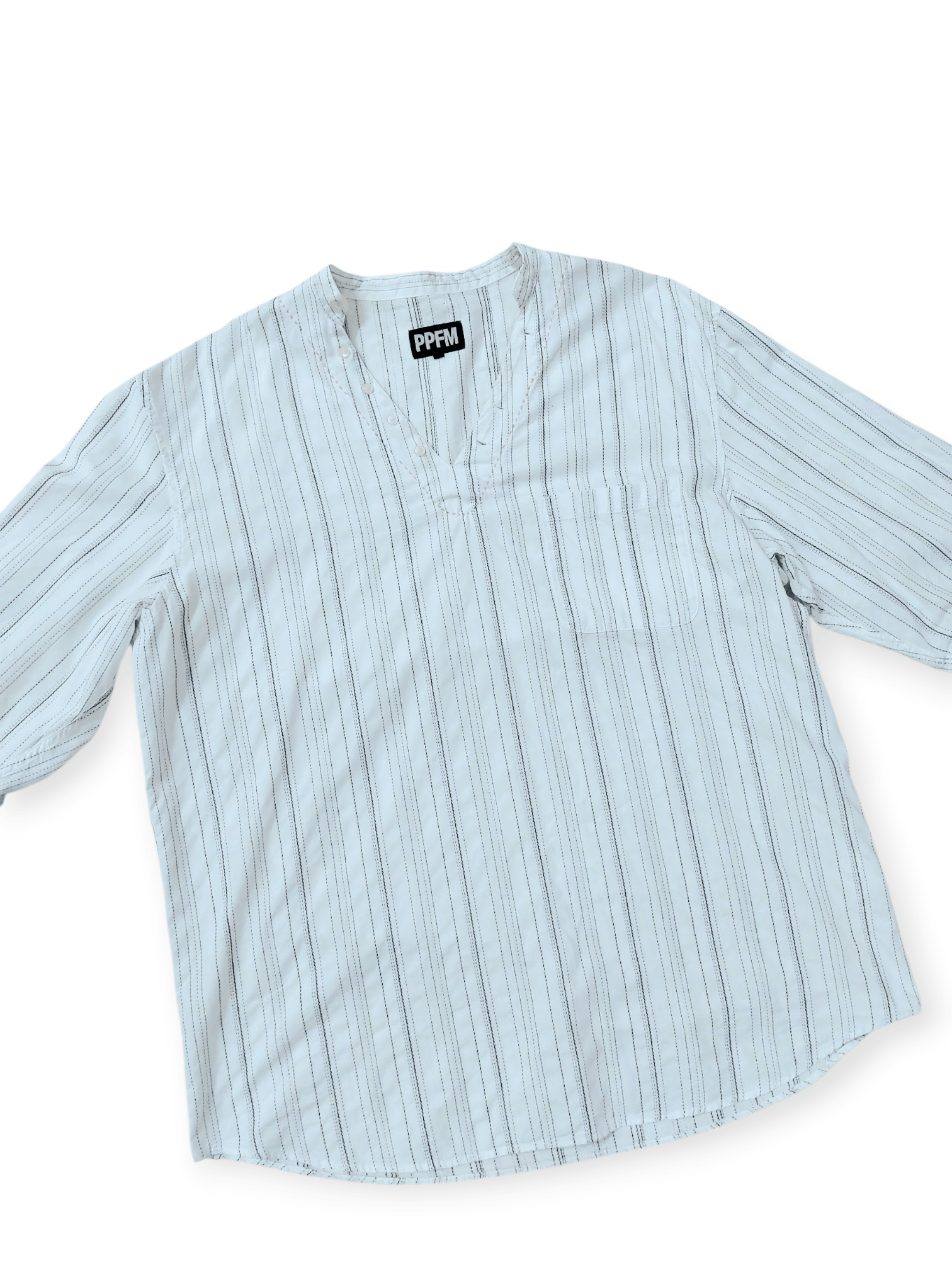 PPFM PPFM Striped V-neck Relaxed Cotton Shirts Size US M / EU 48-50 / 2 - 5 Thumbnail