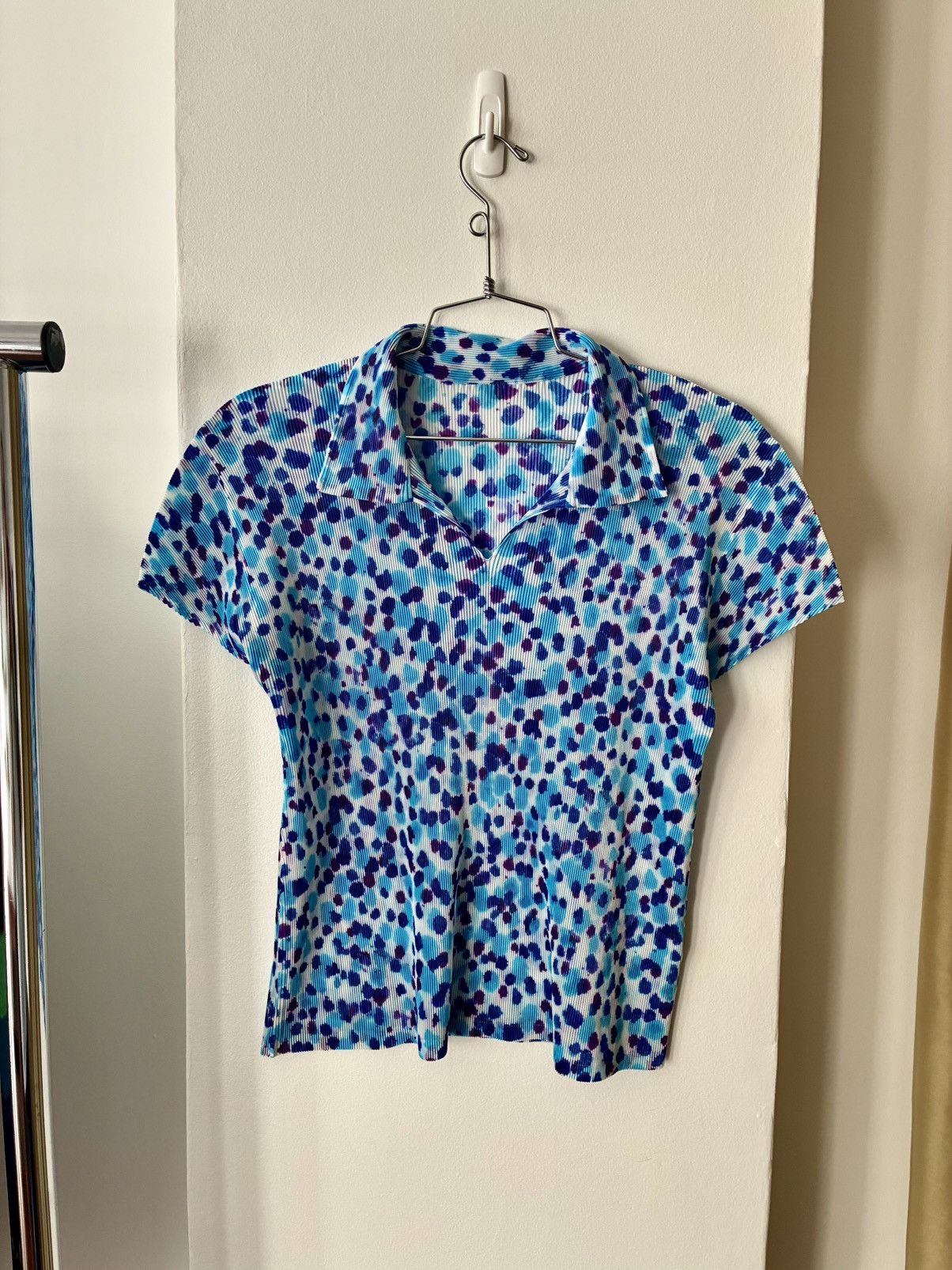 Pleats Please Issey Miyake PLEATS PLEASE Polka Dot Splatter Print Polo Size M / US 6-8 / IT 42-44 - 5 Thumbnail