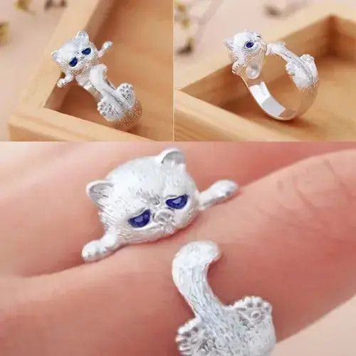 Jewelry x Vintage Cat Rings in Silver, Men's