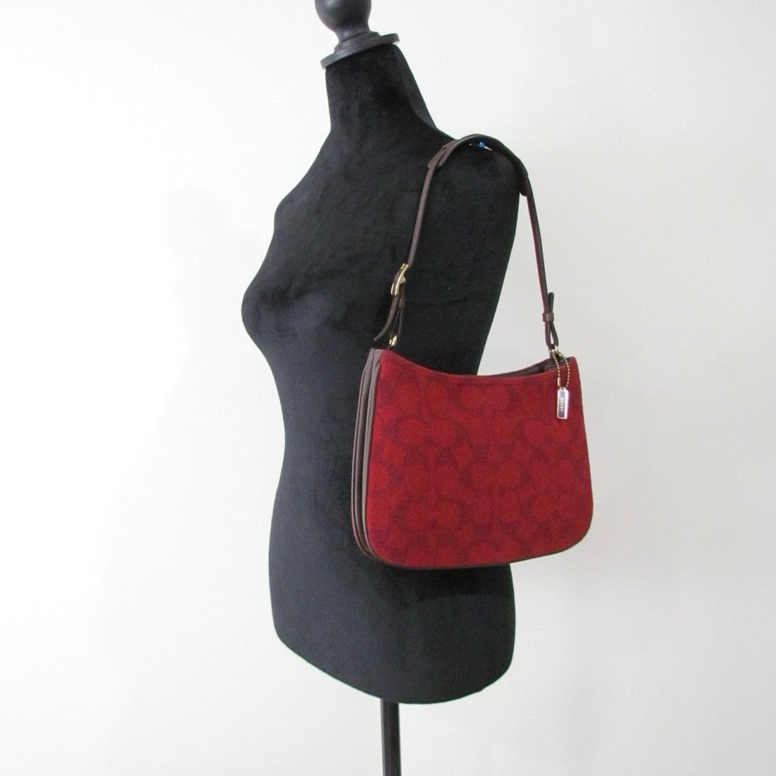 Coach Authentic Coach Red Wool Monogram Demi Bag Size ONE SIZE - 4 Thumbnail