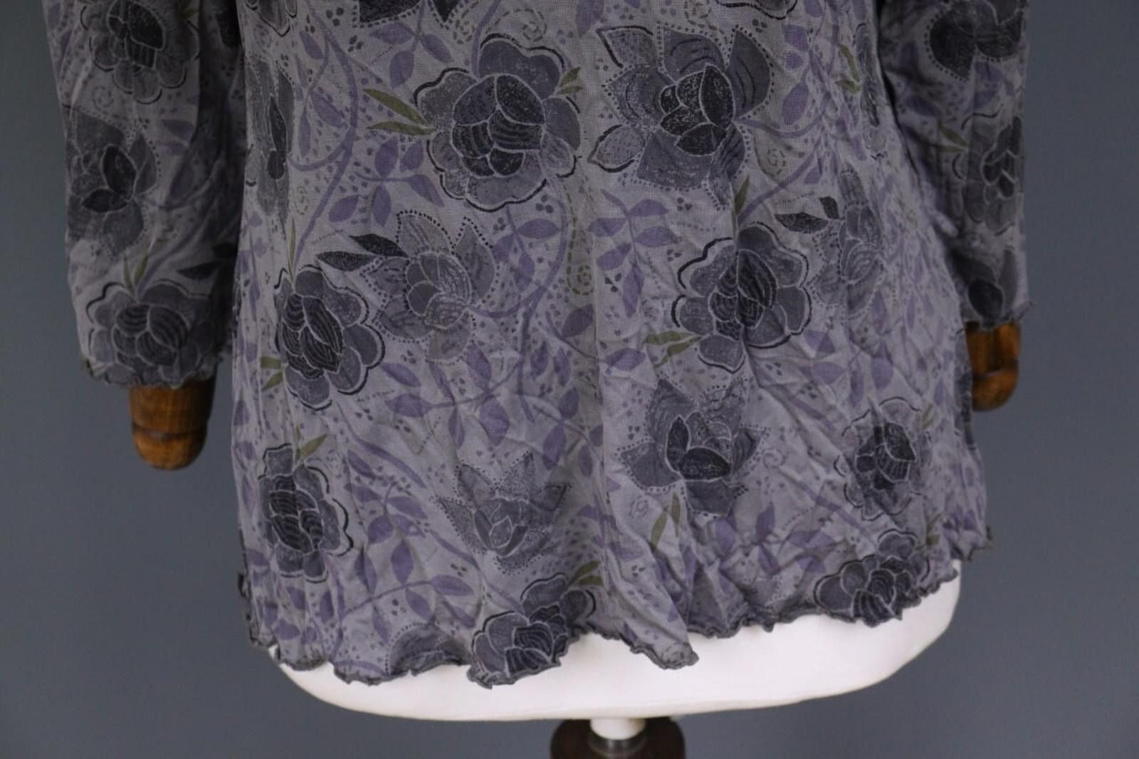 Designer Gudrun Sjoden Gray Floral Relaxed Blouse Shirt Size L Size L / US 10 / IT 46 - 4 Thumbnail