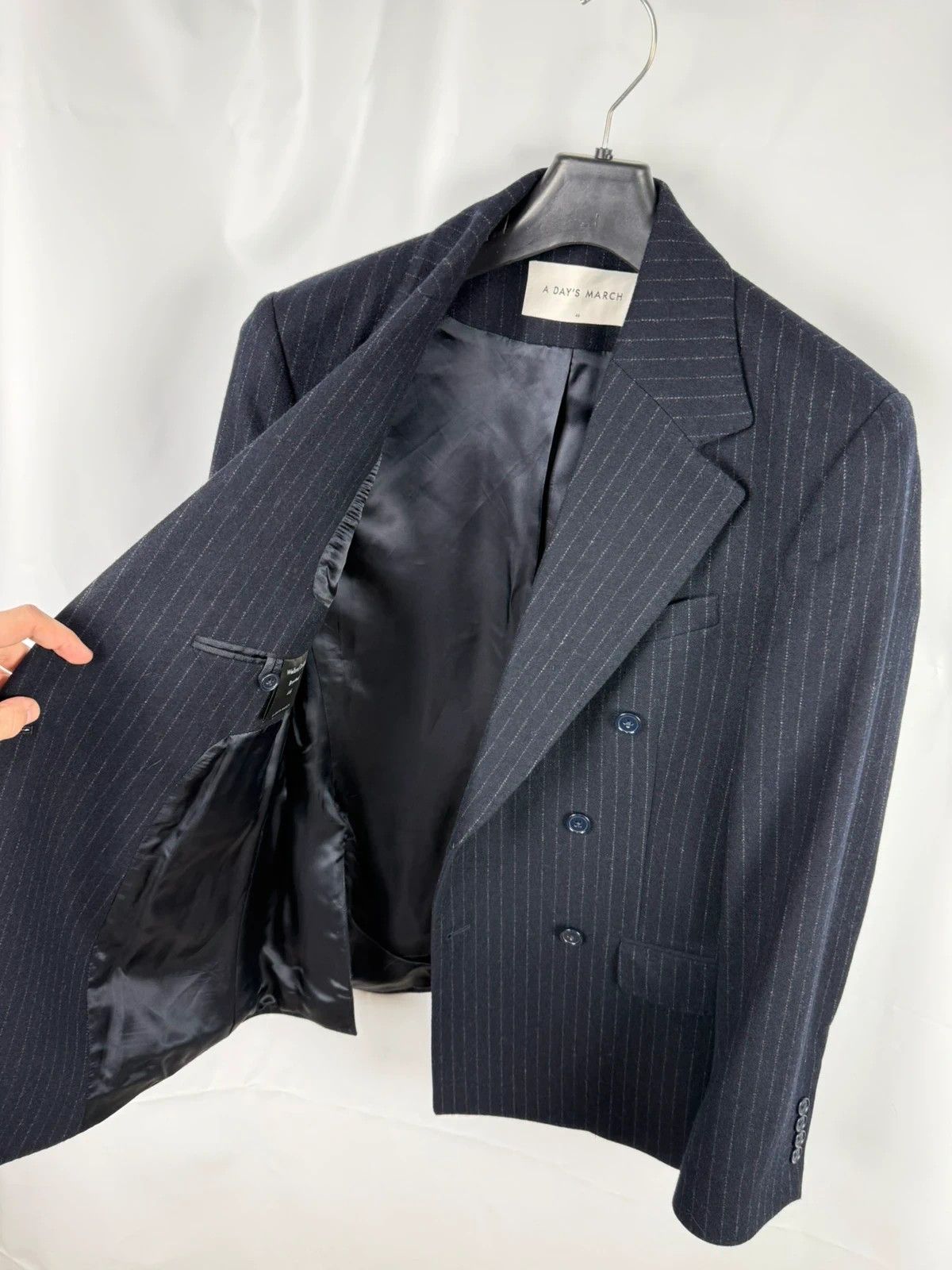 A Day's March A Day’s March Welland Double Breasted Blazer Wool Striped Size 36R - 8 Thumbnail