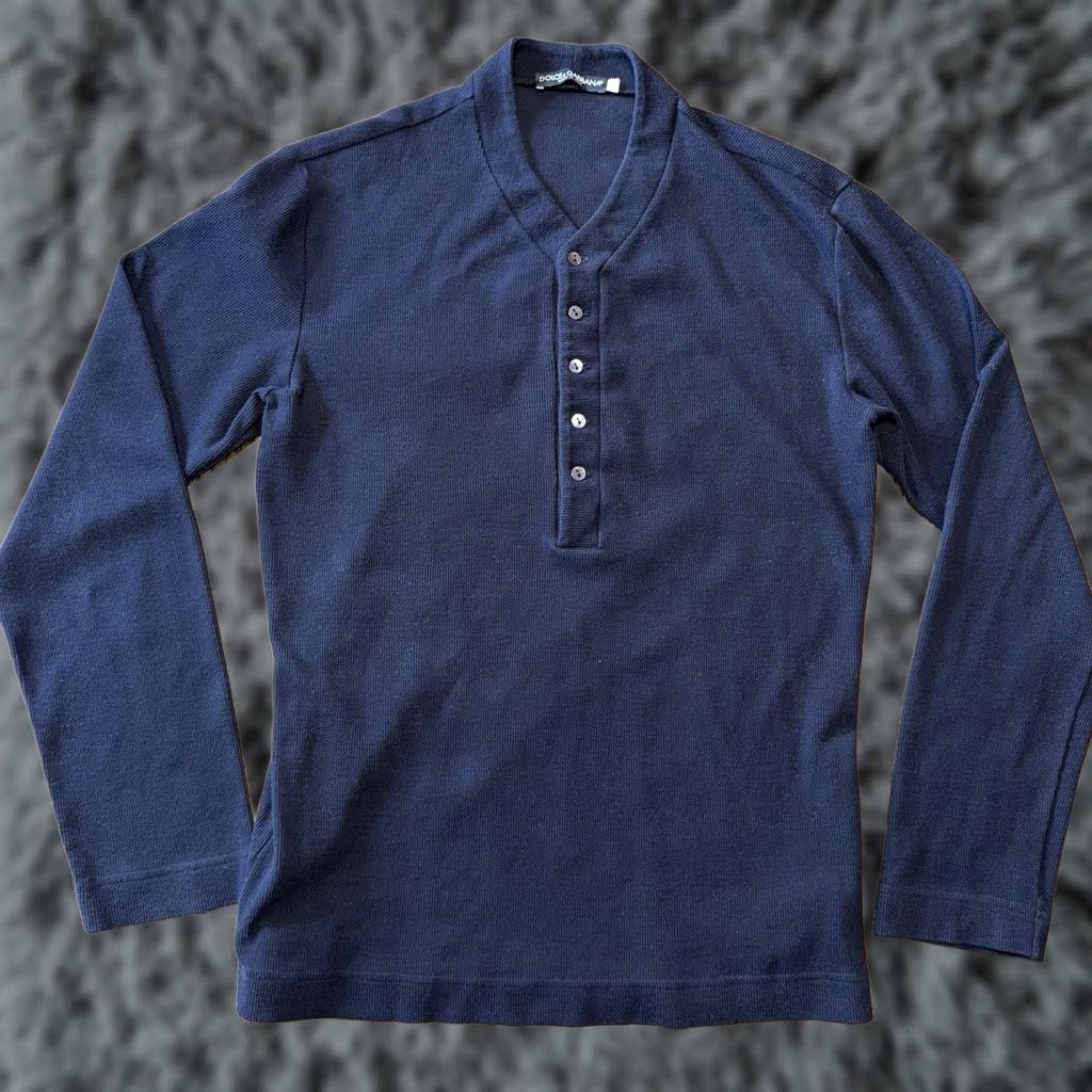 Dolce & Gabbana Dolce&Gabbana Shirt Womens 52 Navy Blue 1/2 Button Long Sleeve Breathable Cotton Casual Classic Designer Basic Regular Update: Navy, Blue Size XXL / US 16-18 / IT 52-54 - 1 Thumbnail
