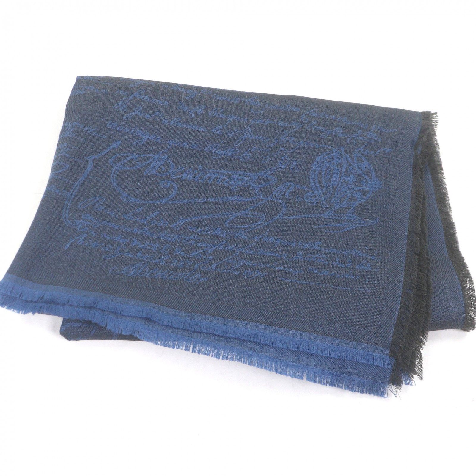 Berluti Berluti Berluti Stall Calligraphy Cashmere Silk Wool Shawl Textile Shawl DUTY FREE for USA Size ONE SIZE - 1 Thumbnail