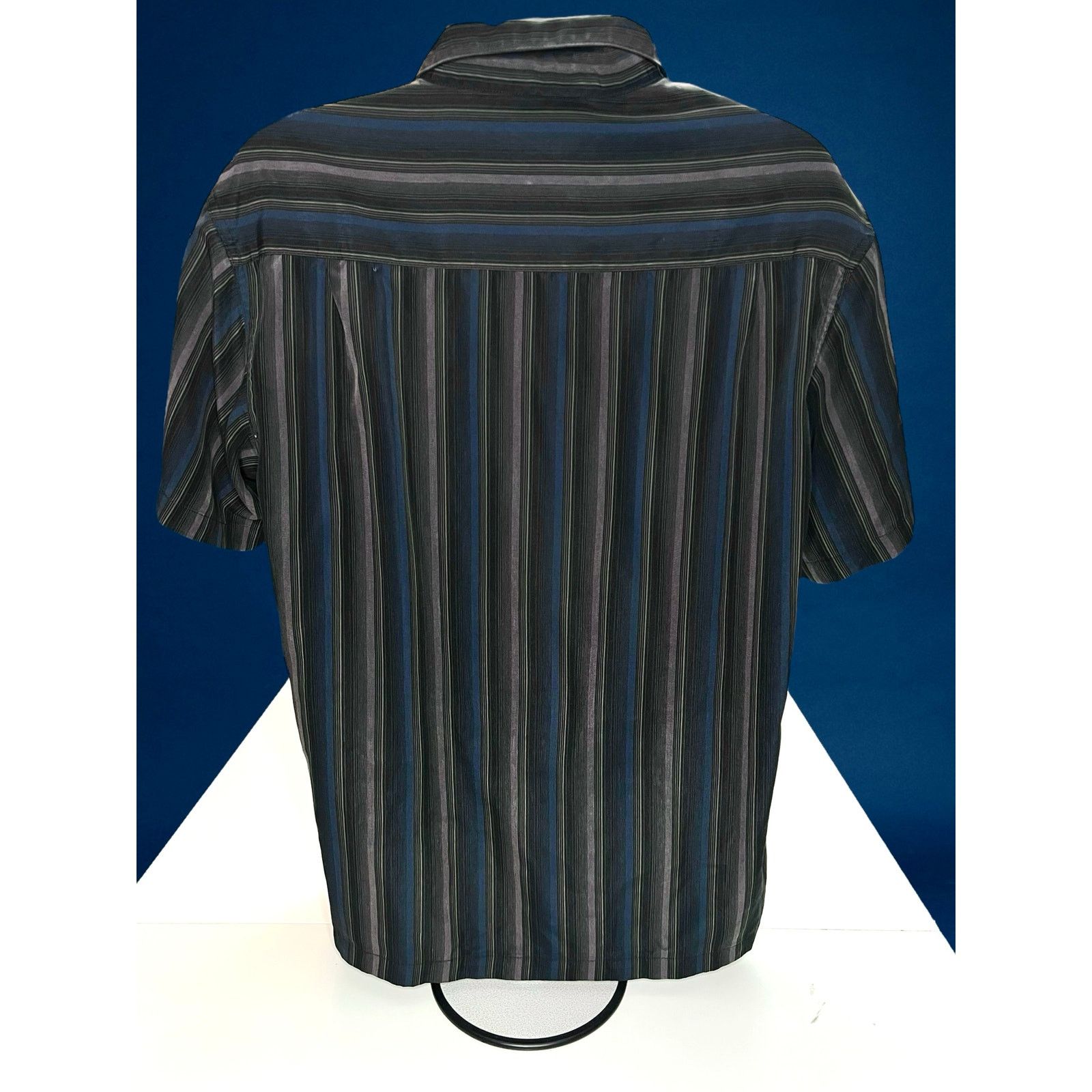 David Taylor David Taylor Striped Short Sleeve Button Up Shirt Black Gray Size US XL / EU 56 / 4 - 2 Thumbnail