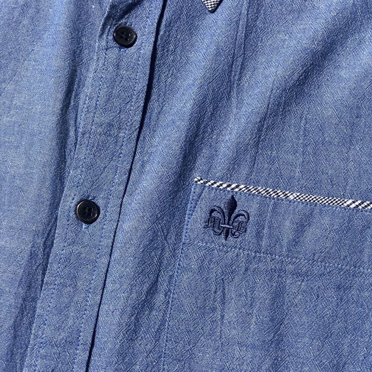 Japanese Brand Men Batsu Herringbone Blue Washed Shirt Size US XL / EU 56 / 4 - 3 Thumbnail