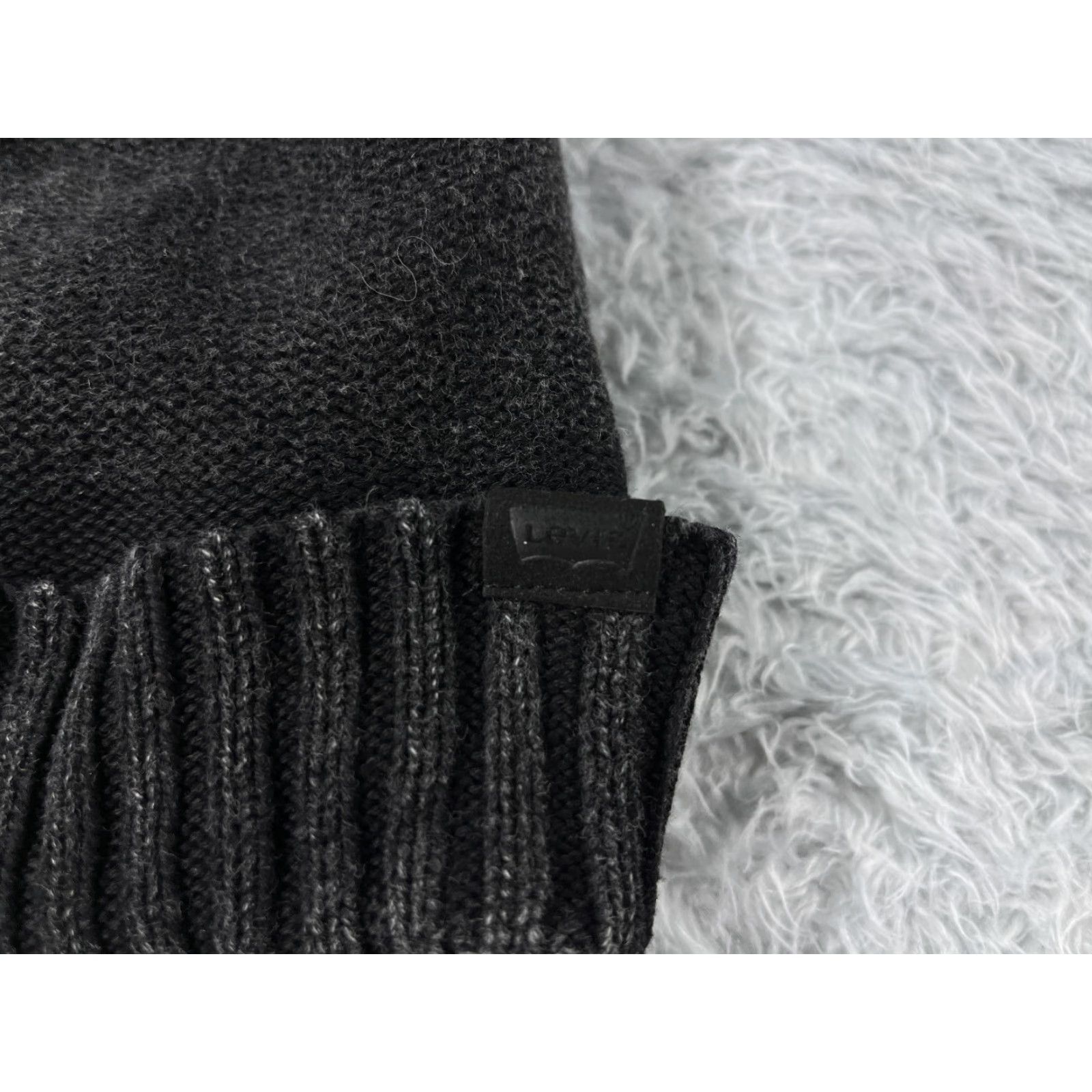 Levi's Levi's Beanie Toque Adult One Size Dark Gray Knit Cotton Polyester Blend Lined Ski Hat Unisex Adults Casual Winter Mens Womens Size ONE SIZE - 2 Thumbnail